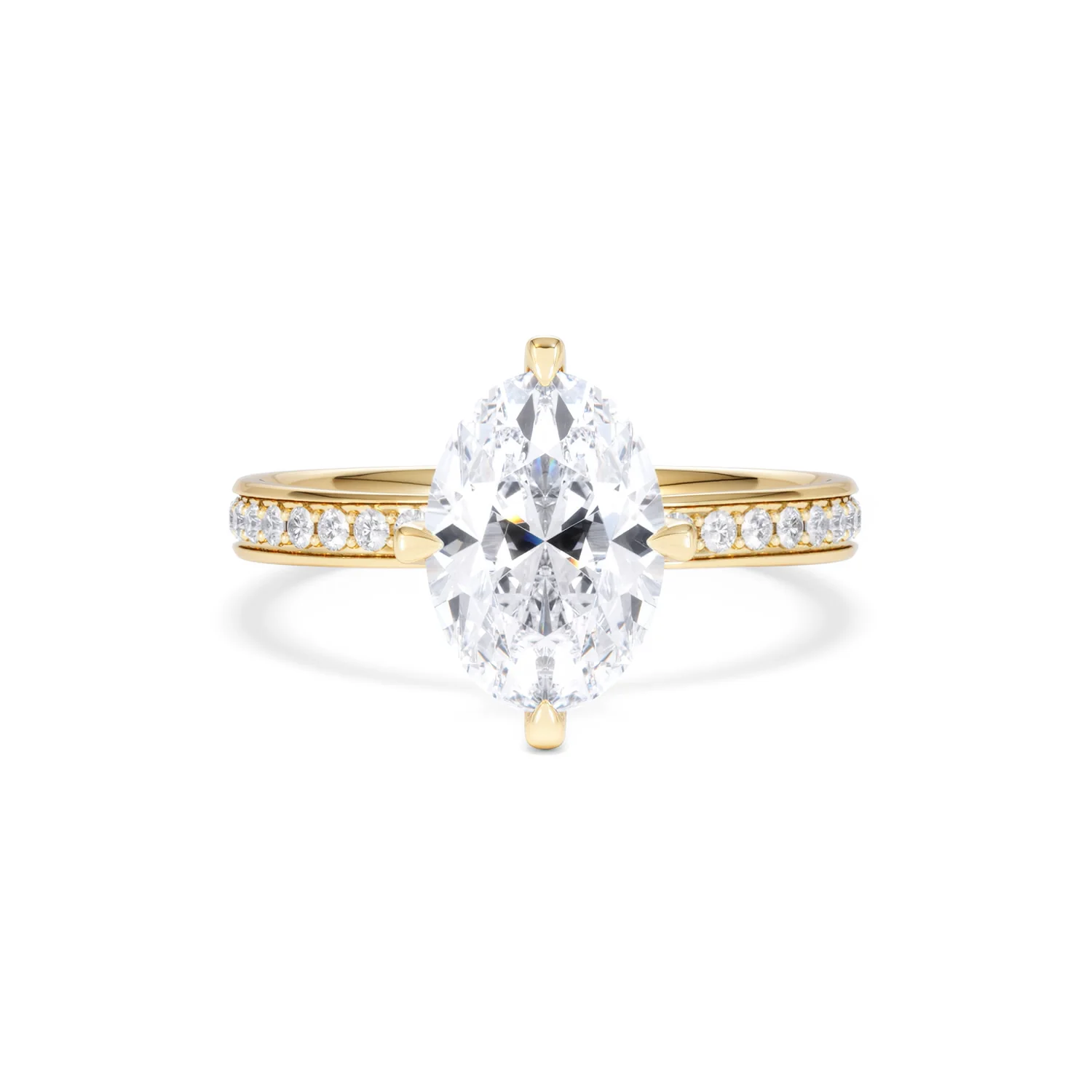 Origin Twist 2.00ct Oval Cut Lab Diamond Solitaire Engagement Ring with Side Stones in 18K Yellow Gold - Image 9