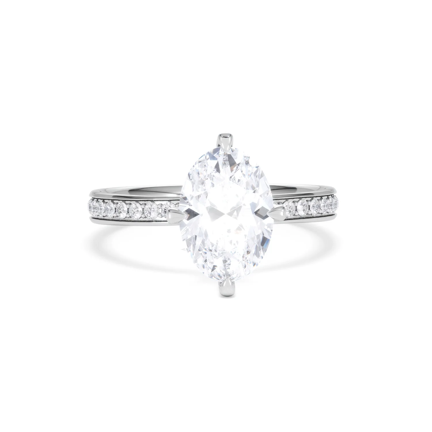 Origin Twist 2.00ct Oval Cut Lab Diamond Solitaire Engagement Ring with Side Stones in Platinum - Image 10