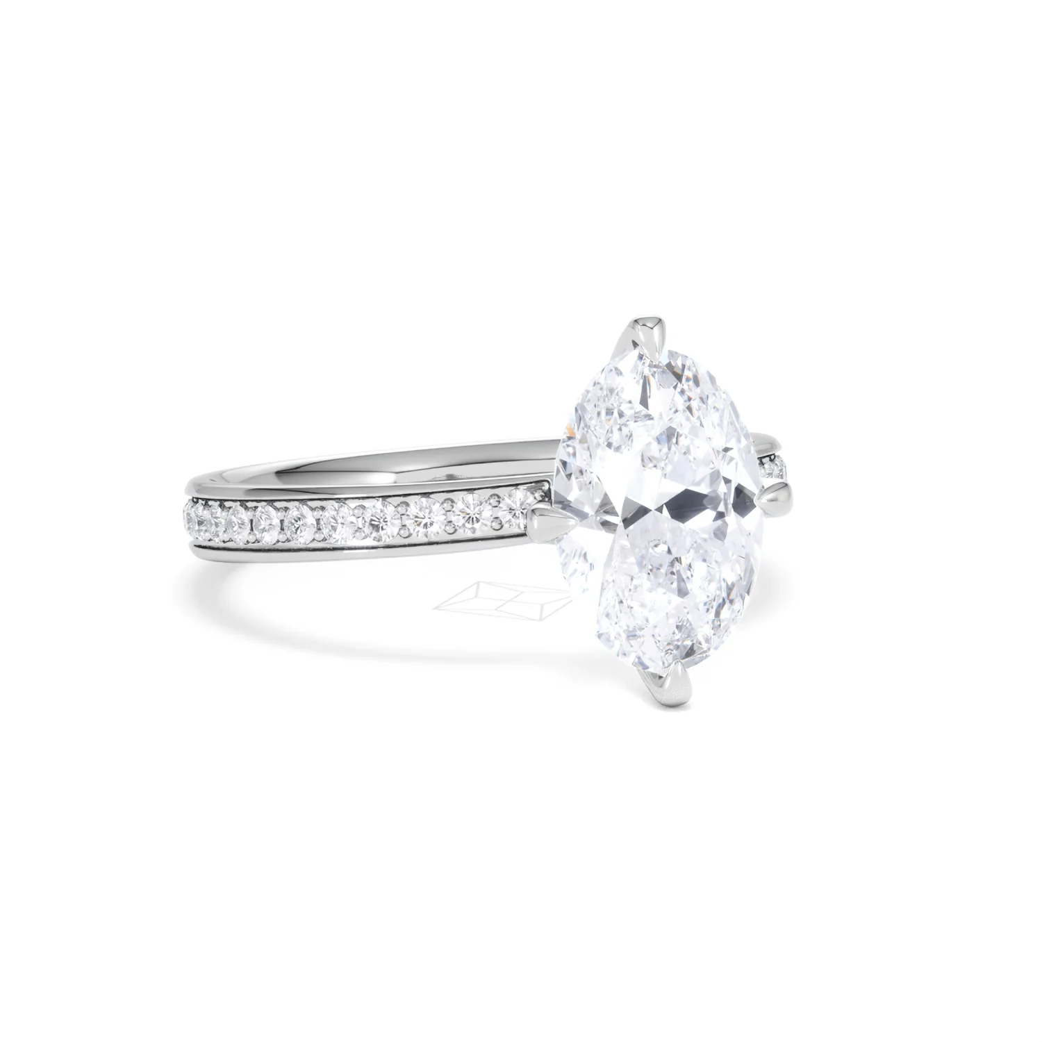 Origin Twist 2.00ct Oval Cut Lab Diamond Solitaire Engagement Ring with Side Stones in Platinum - Image 14