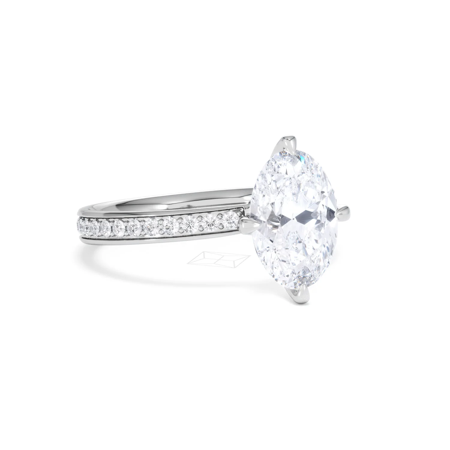 Origin Twist 2.00ct Oval Cut Lab Diamond Solitaire Engagement Ring with Side Stones in Platinum - Image 15