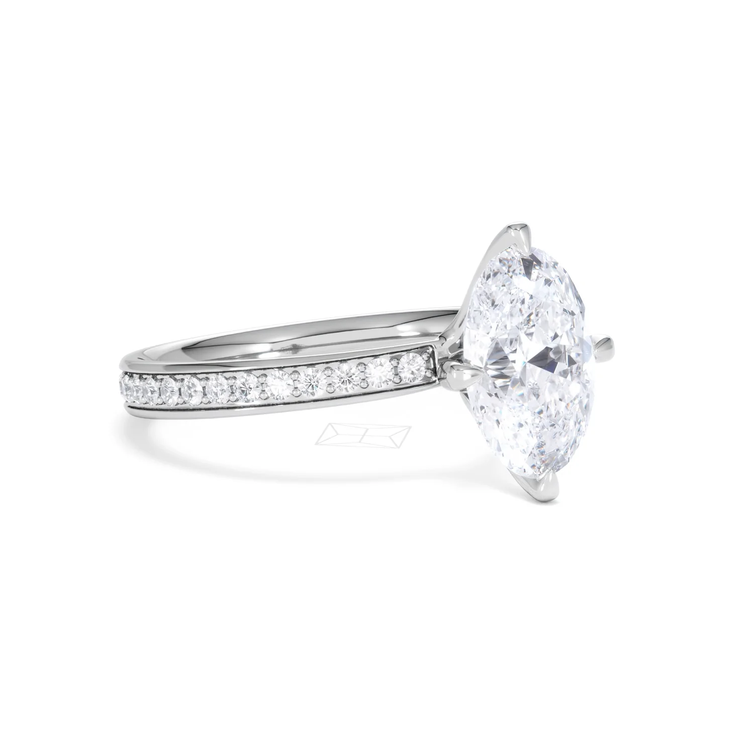 Origin Twist 2.00ct Oval Cut Lab Diamond Solitaire Engagement Ring with Side Stones in Platinum - Image 17