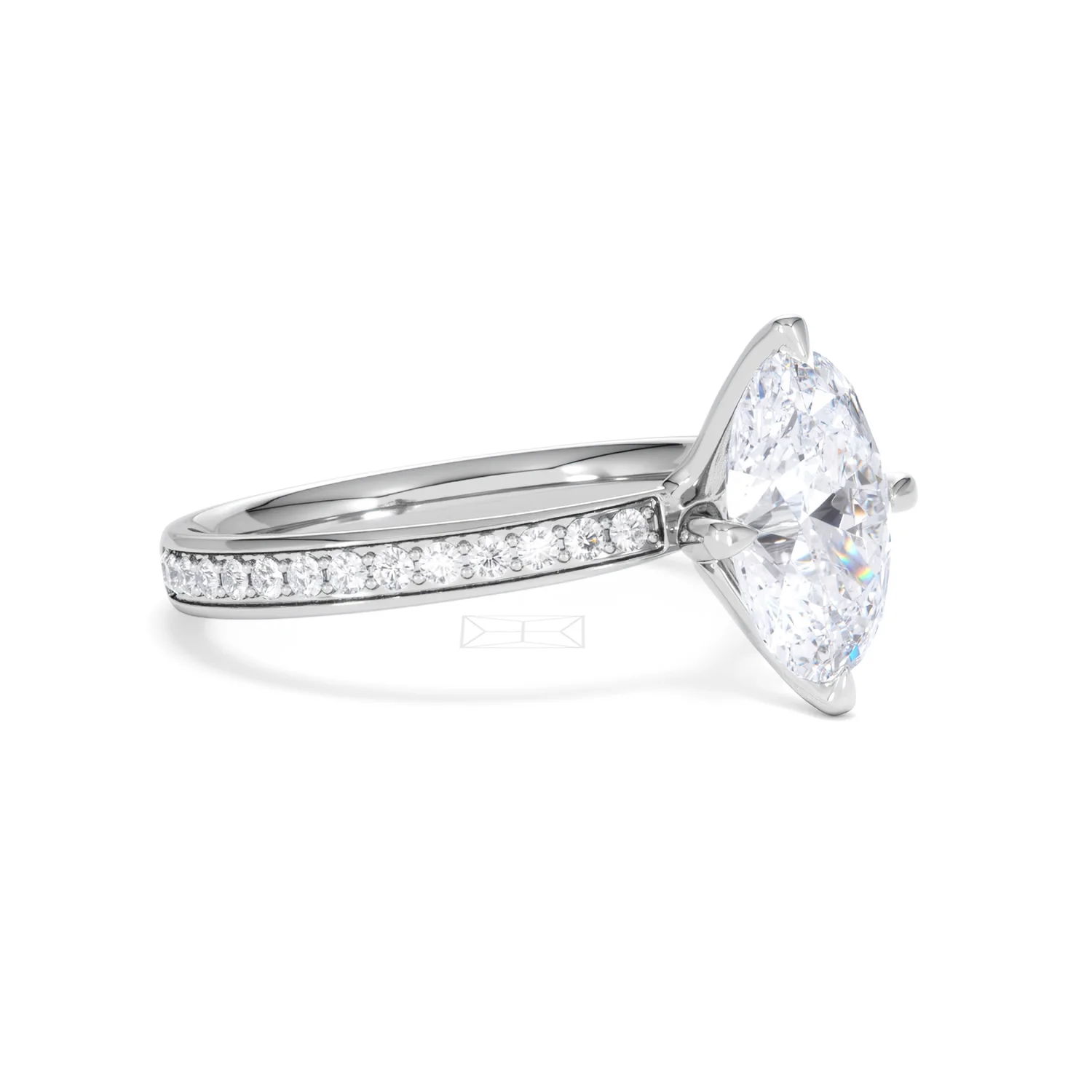 Origin Twist 2.00ct Oval Cut Lab Diamond Solitaire Engagement Ring with Side Stones in Platinum - Image 19