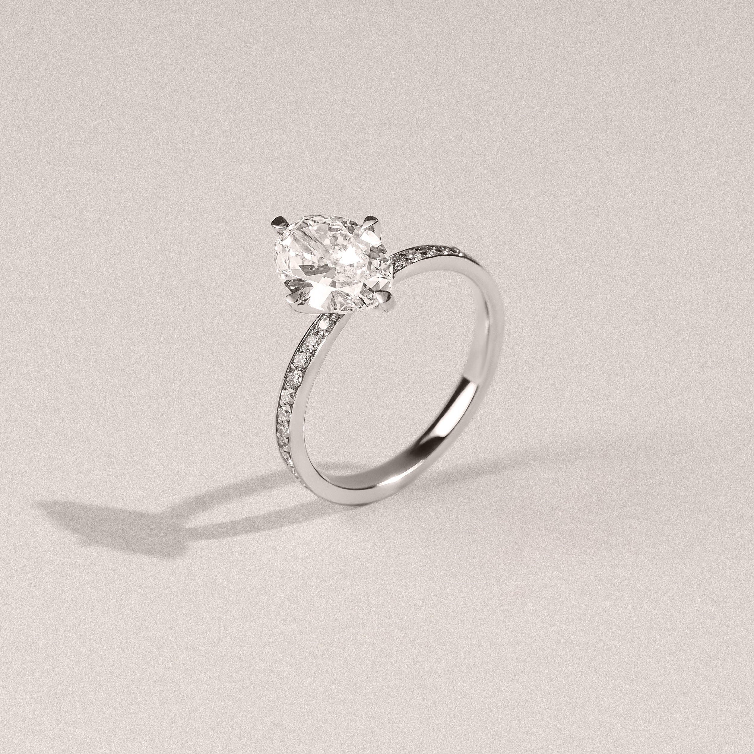 Origin Twist 2.00ct Oval Cut Lab Diamond Solitaire Engagement Ring with Side Stones in Platinum - Image 6