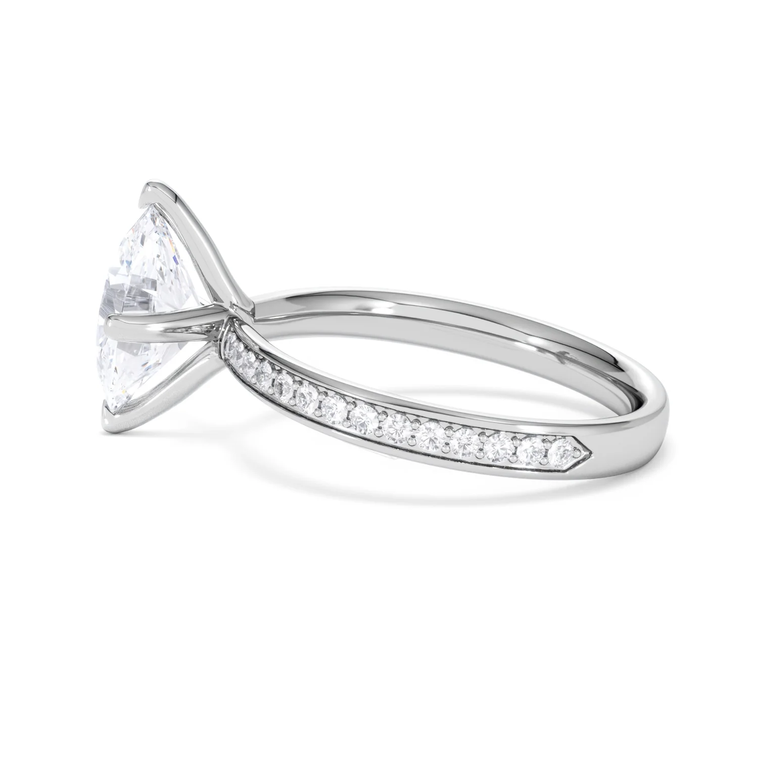 Origin Twist 2.00ct Oval Cut Lab Diamond Solitaire Engagement Ring with Side Stones in Platinum - Image 67