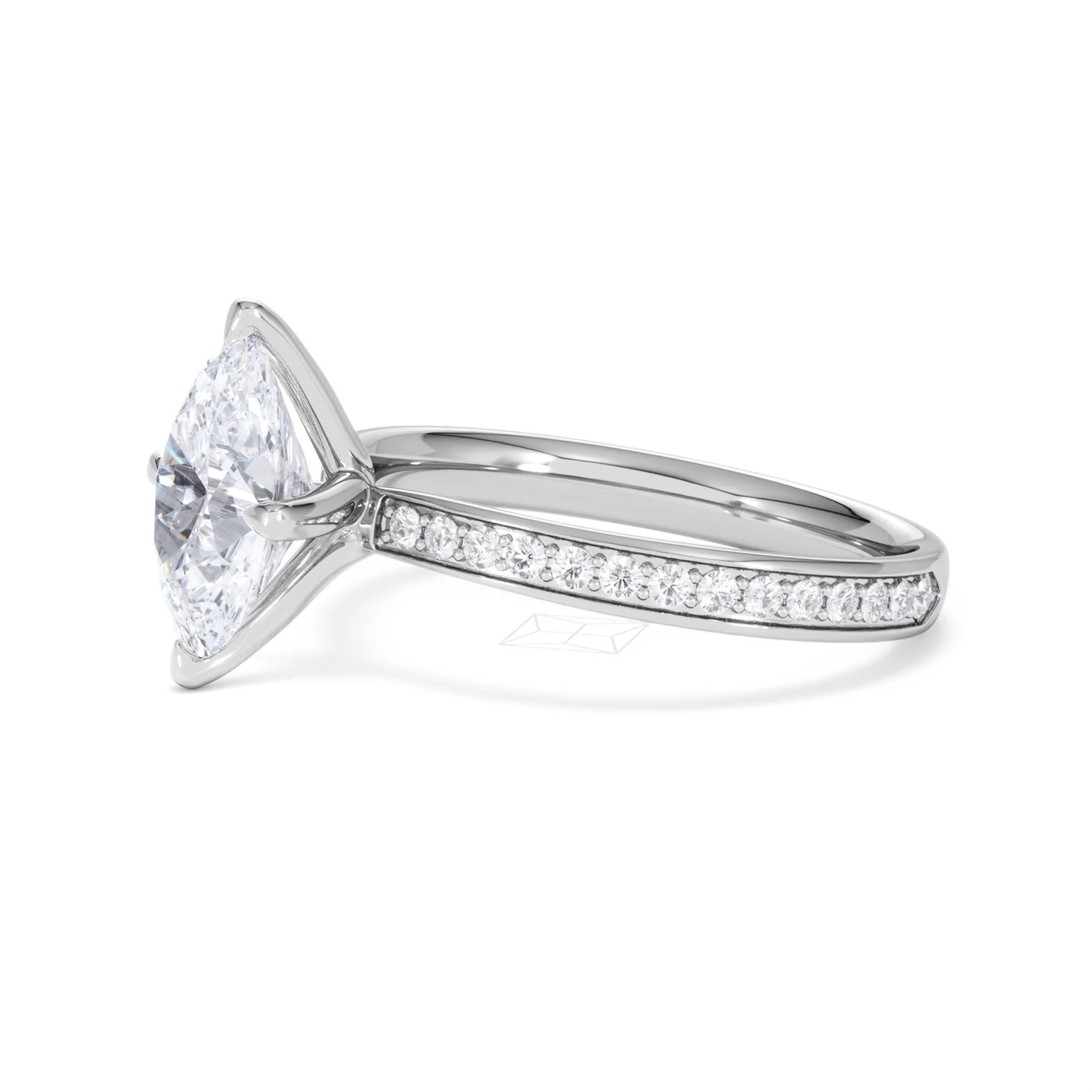 Origin Twist 2.00ct Oval Cut Lab Diamond Solitaire Engagement Ring with Side Stones in Platinum - Image 75