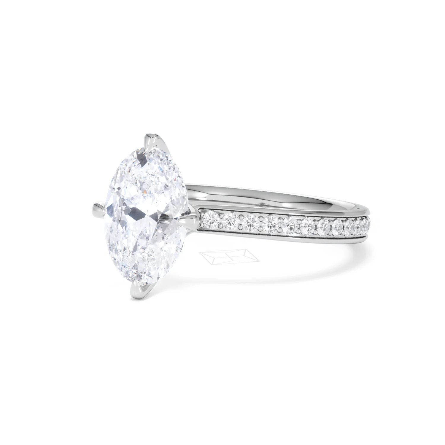 Origin Twist 2.00ct Oval Cut Lab Diamond Solitaire Engagement Ring with Side Stones in Platinum - Image 82