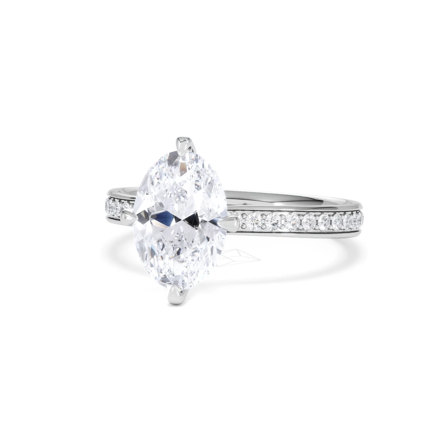 Origin Twist 2.00ct Oval Cut Lab Diamond Solitaire Engagement Ring with Side Stones in Platinum - Image 85