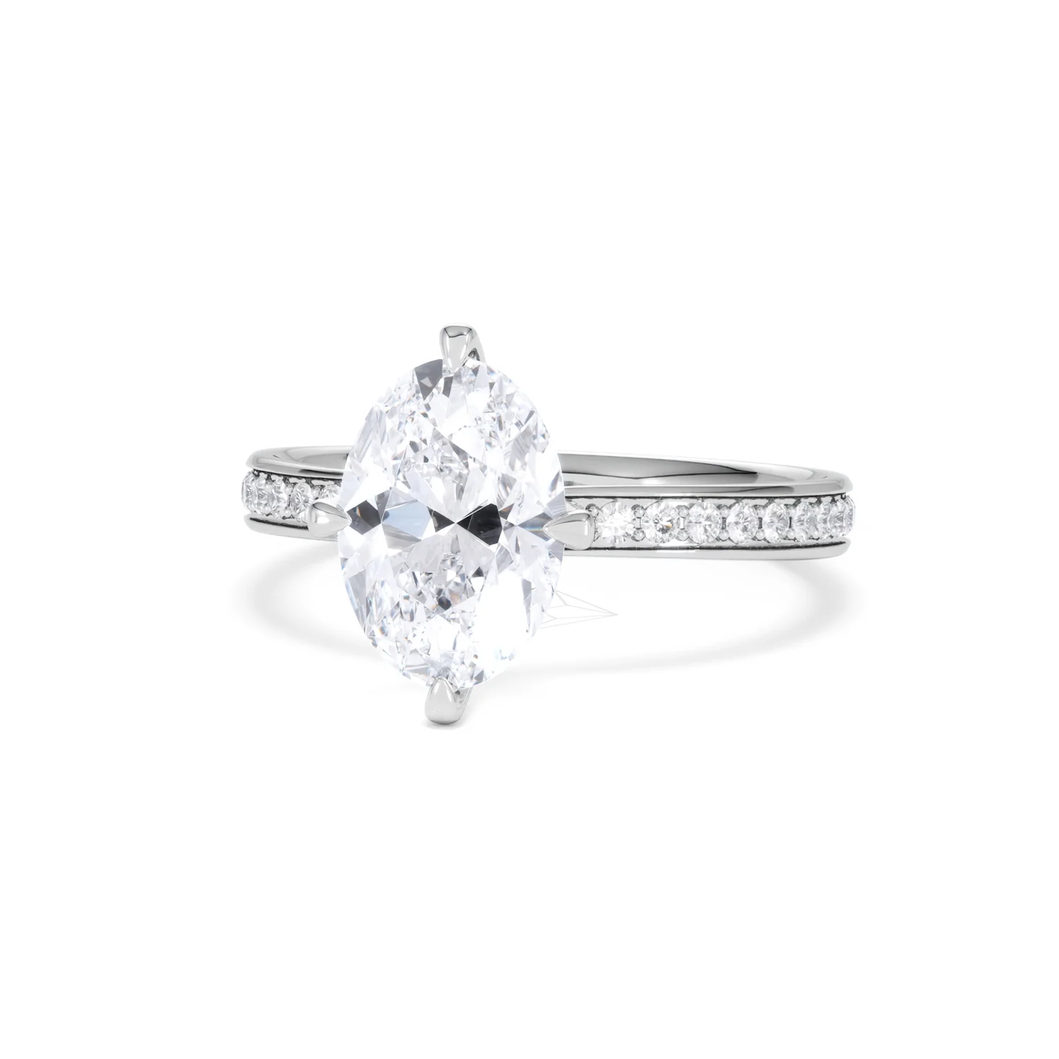 Origin Twist 2.00ct Oval Cut Lab Diamond Solitaire Engagement Ring with Side Stones in Platinum - Image 86