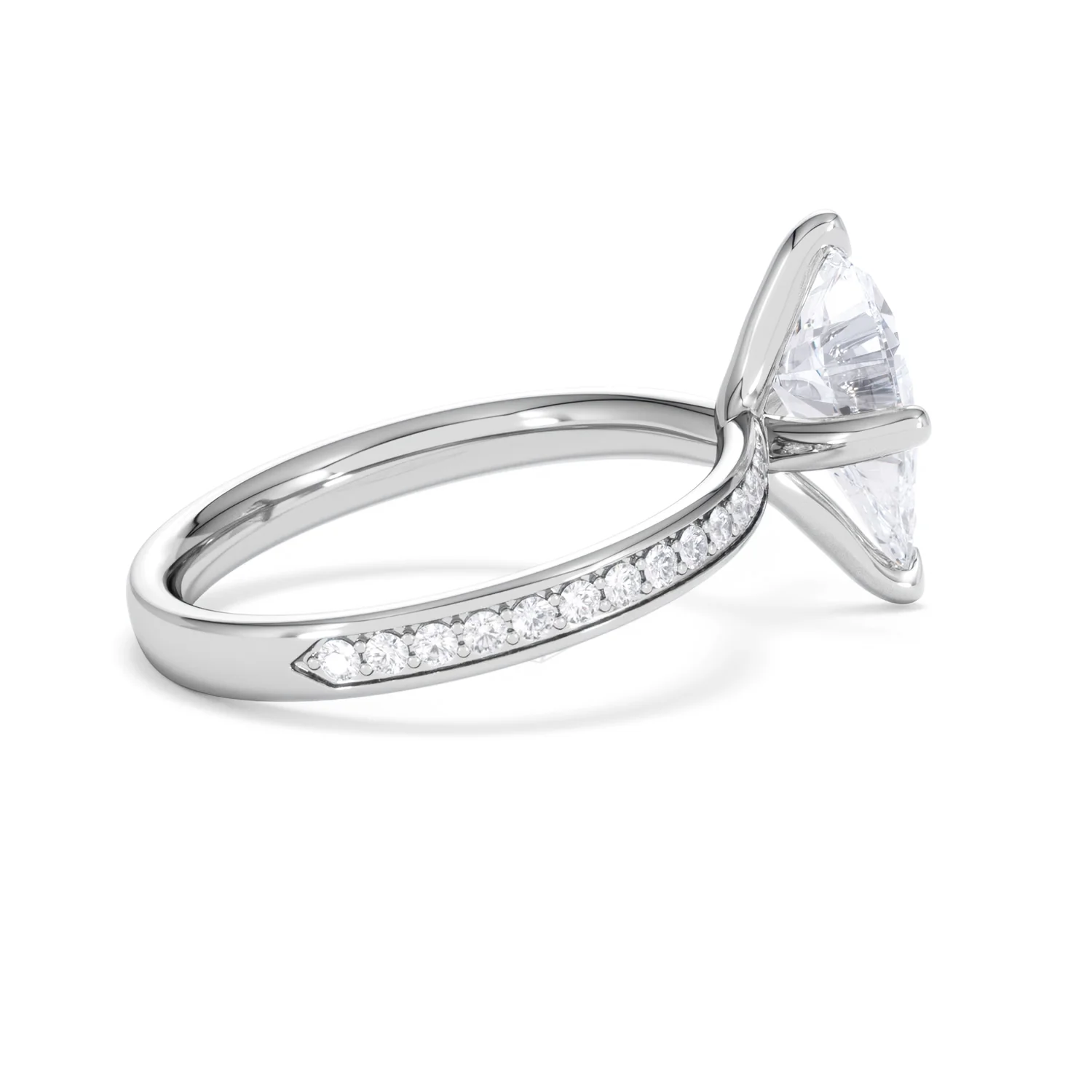 Origin Twist 2.00ct Pear Cut Lab Diamond Solitaire Engagement Ring with Side Stones in 18K White Gold - Image 33