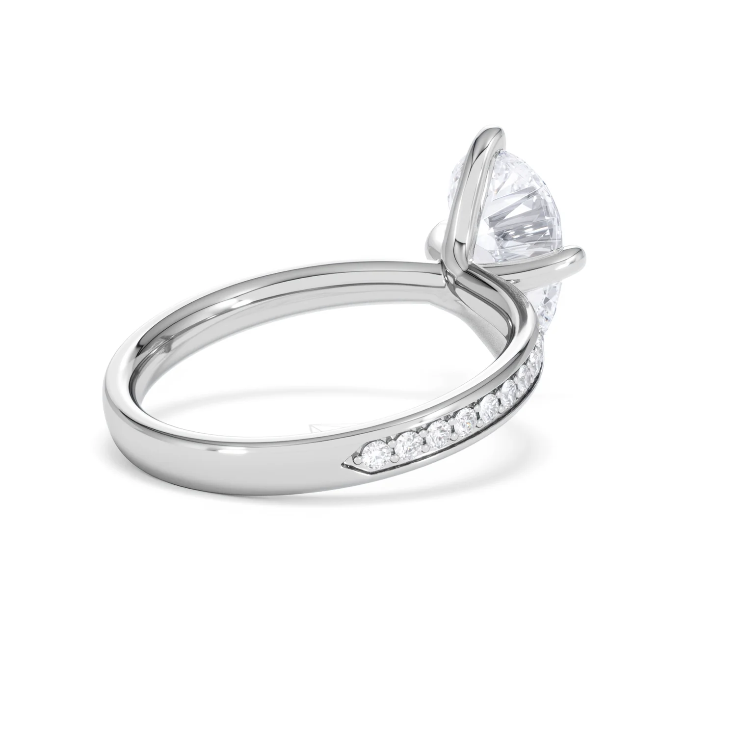 Origin Twist 2.00ct Pear Cut Lab Diamond Solitaire Engagement Ring with Side Stones in 18K White Gold - Image 40
