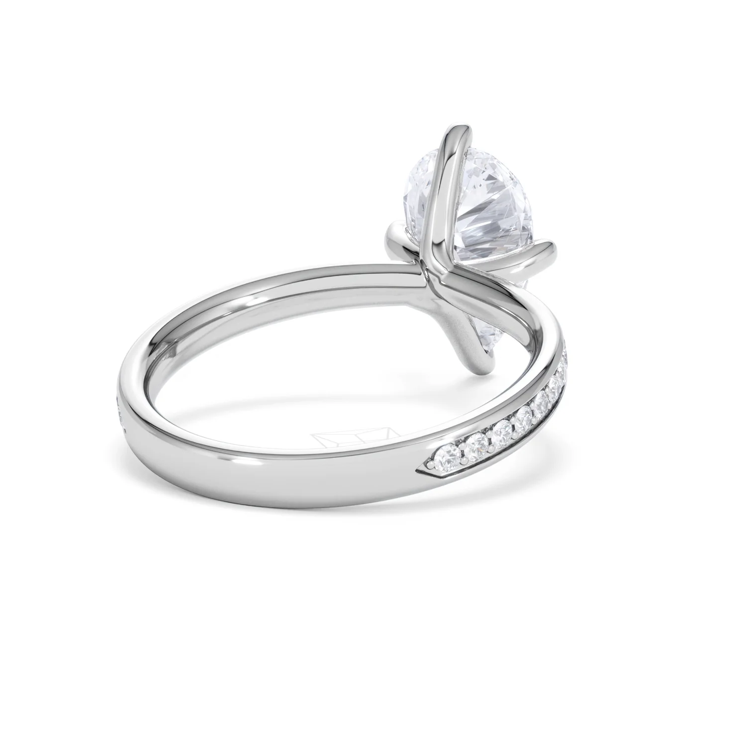 Origin Twist 2.00ct Pear Cut Lab Diamond Solitaire Engagement Ring with Side Stones in 18K White Gold - Image 43