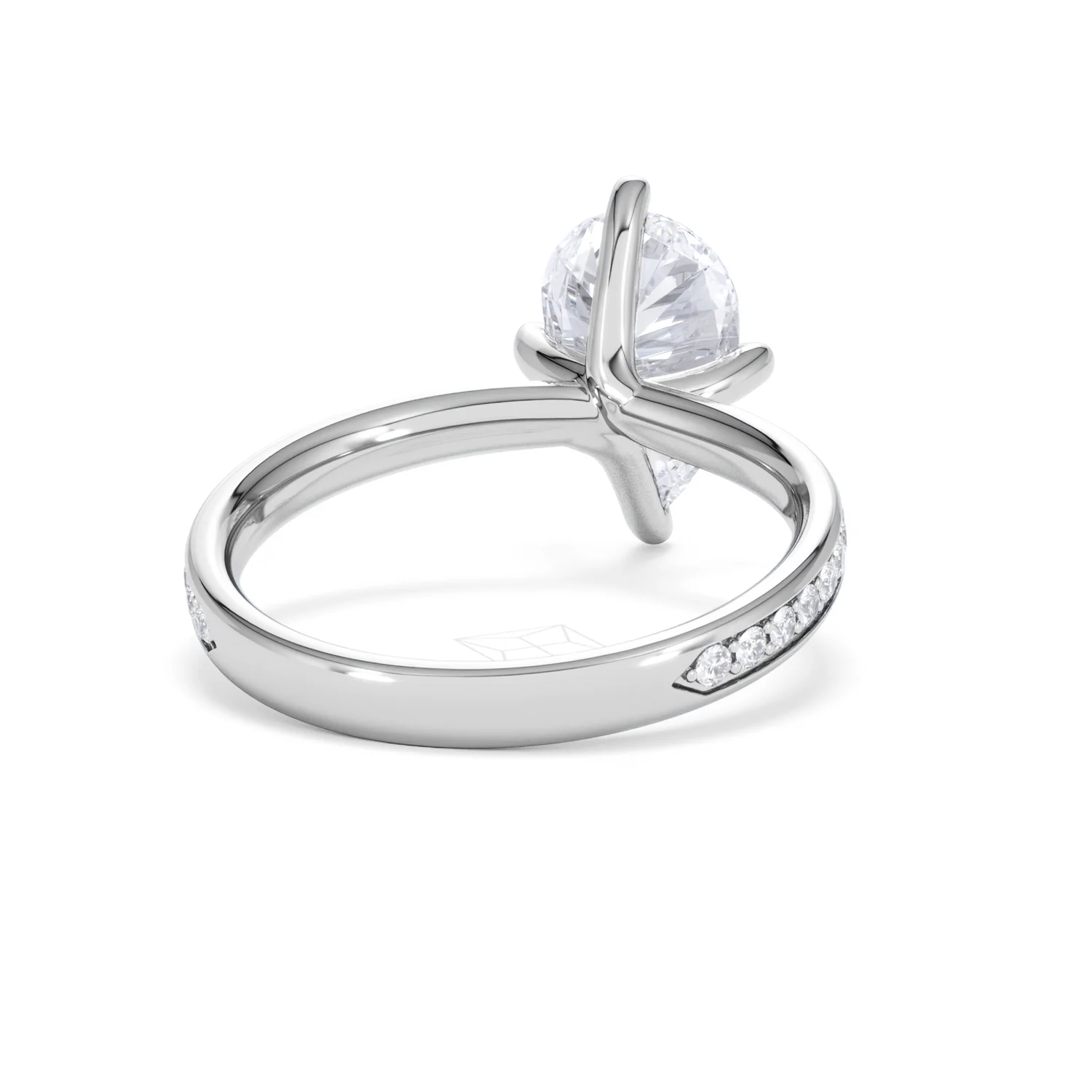 Origin Twist 2.00ct Pear Cut Lab Diamond Solitaire Engagement Ring with Side Stones in 18K White Gold - Image 45