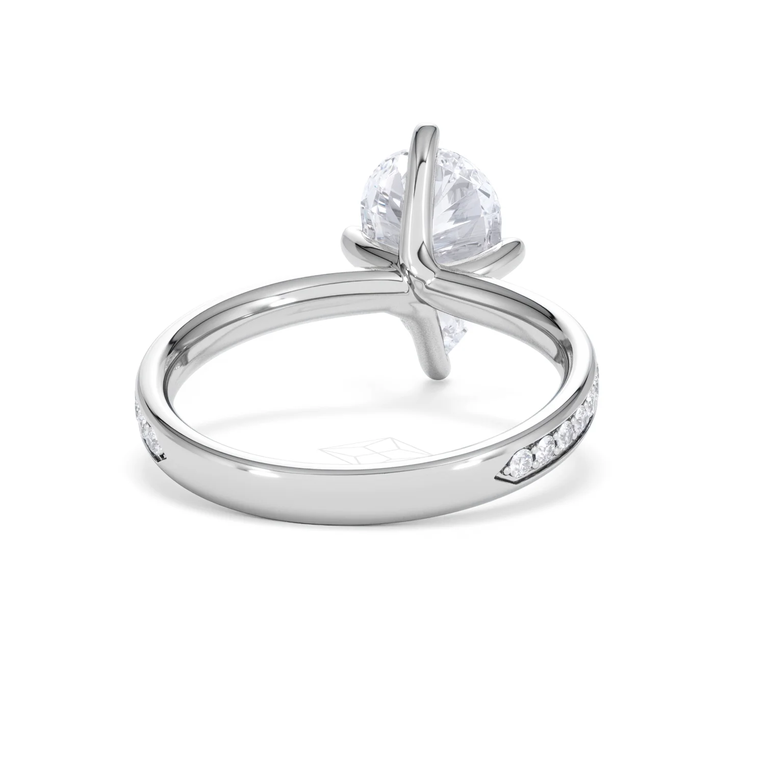 Origin Twist 2.00ct Pear Cut Lab Diamond Solitaire Engagement Ring with Side Stones in 18K White Gold - Image 46