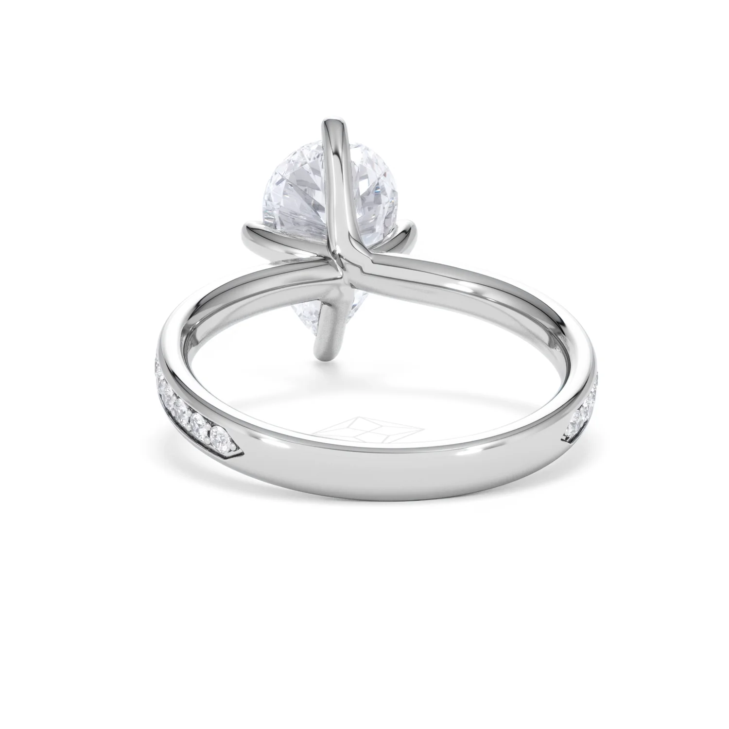Origin Twist 2.00ct Pear Cut Lab Diamond Solitaire Engagement Ring with Side Stones in 18K White Gold - Image 51