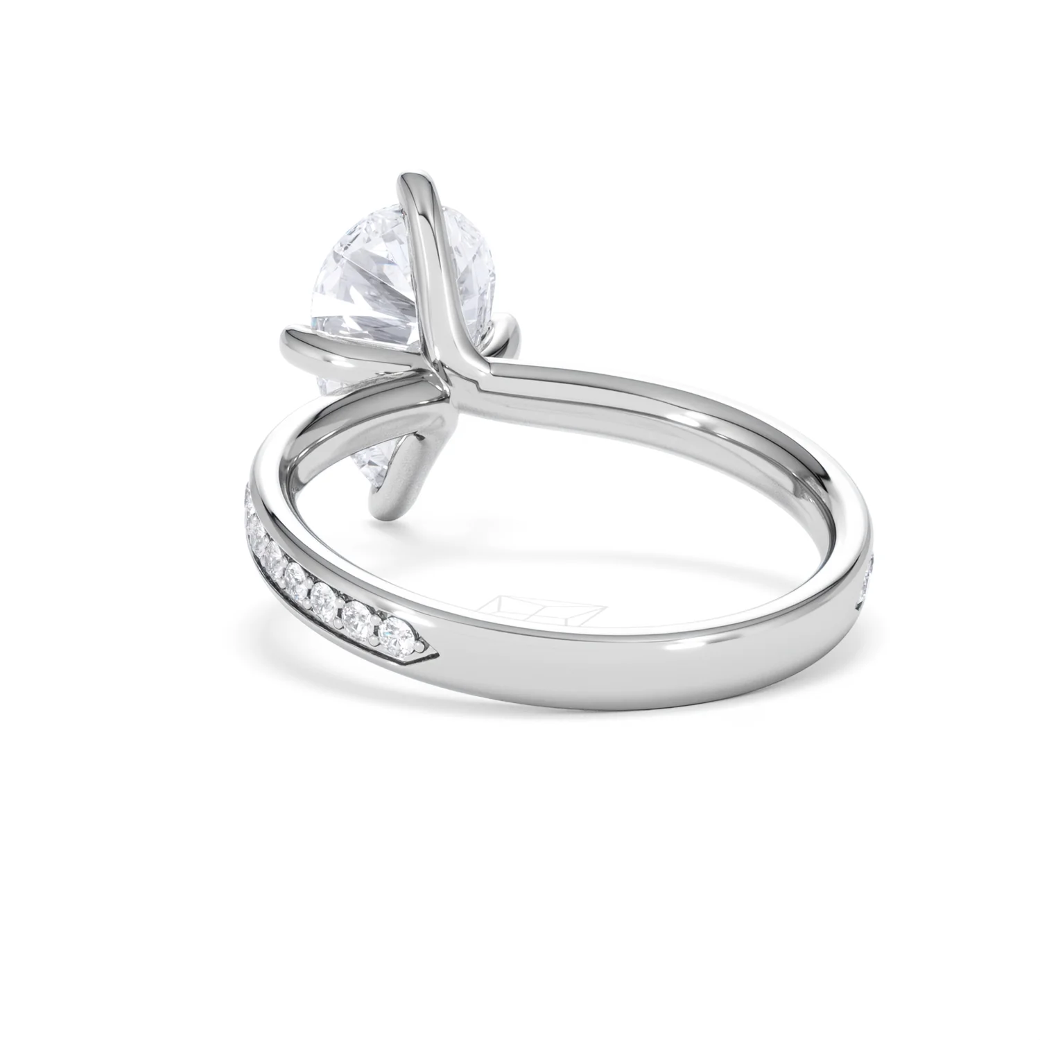 Origin Twist 2.00ct Pear Cut Lab Diamond Solitaire Engagement Ring with Side Stones in 18K White Gold - Image 54