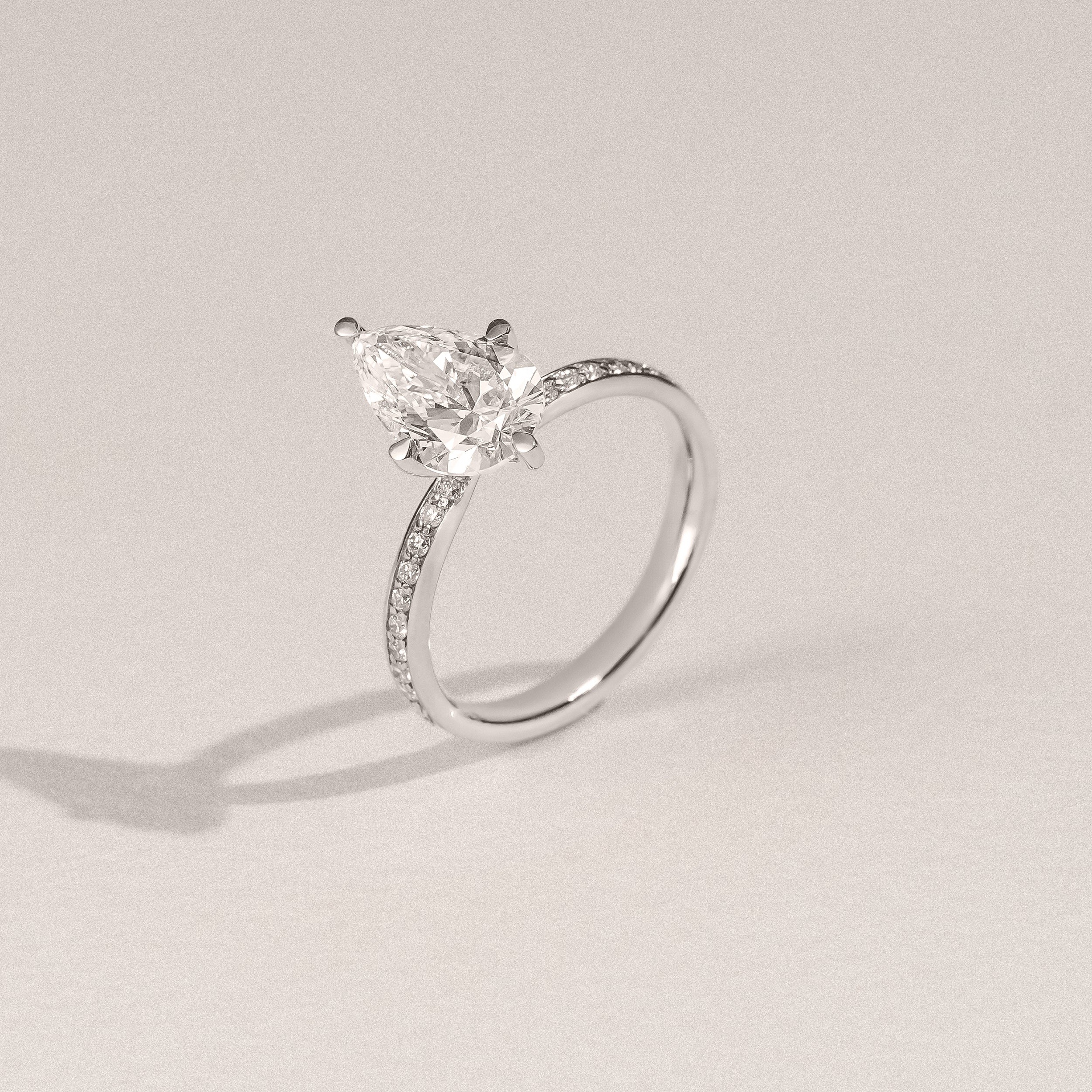 Origin Twist 2.00ct Pear Cut Lab Diamond Solitaire Engagement Ring with Side Stones in 18K White Gold - Image 6