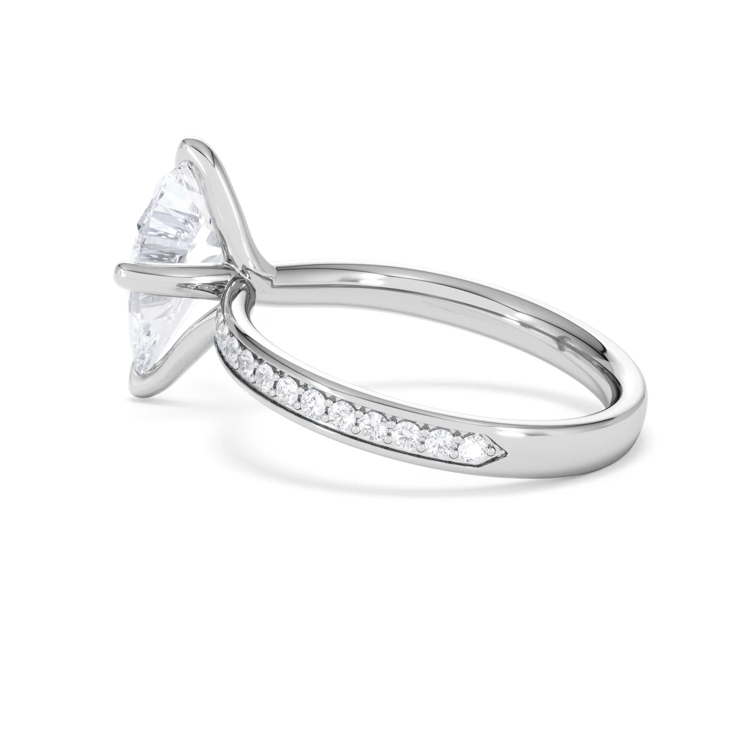 Origin Twist 2.00ct Pear Cut Lab Diamond Solitaire Engagement Ring with Side Stones in 18K White Gold - Image 63