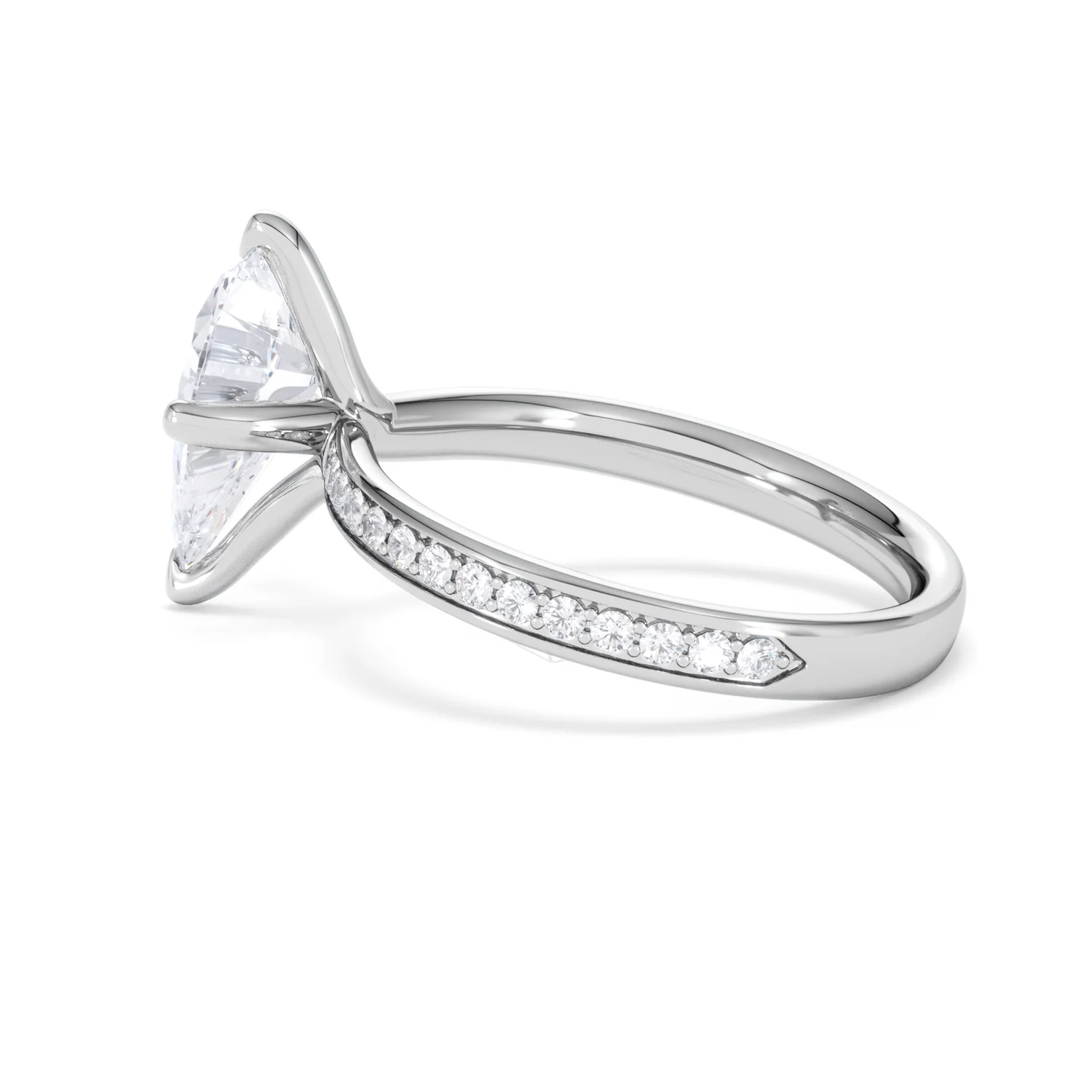 Origin Twist 2.00ct Pear Cut Lab Diamond Solitaire Engagement Ring with Side Stones in 18K White Gold - Image 65