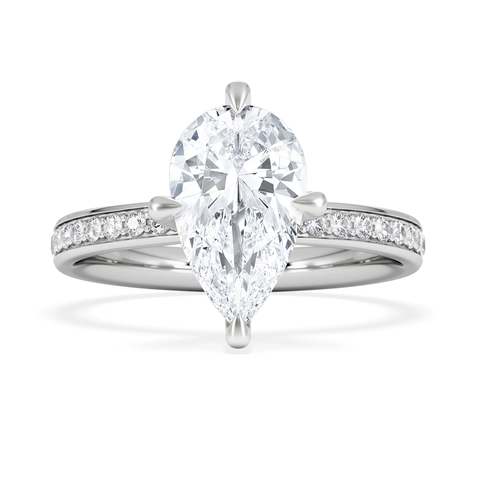 Origin Twist 2.00ct Pear Cut Lab Diamond Solitaire Engagement Ring with Side Stones in 18K White Gold - Image 7