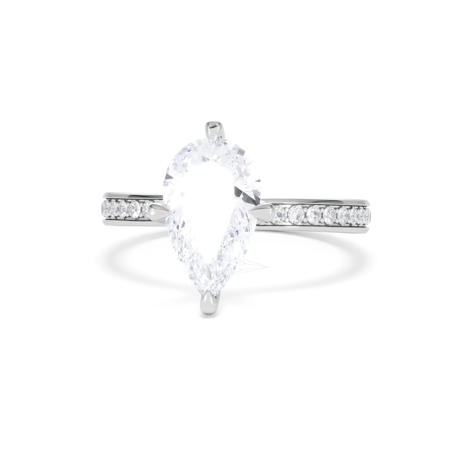Origin Twist 2.00ct Pear Cut Lab Diamond Solitaire Engagement Ring with Side Stones in 18K White Gold - Image 87