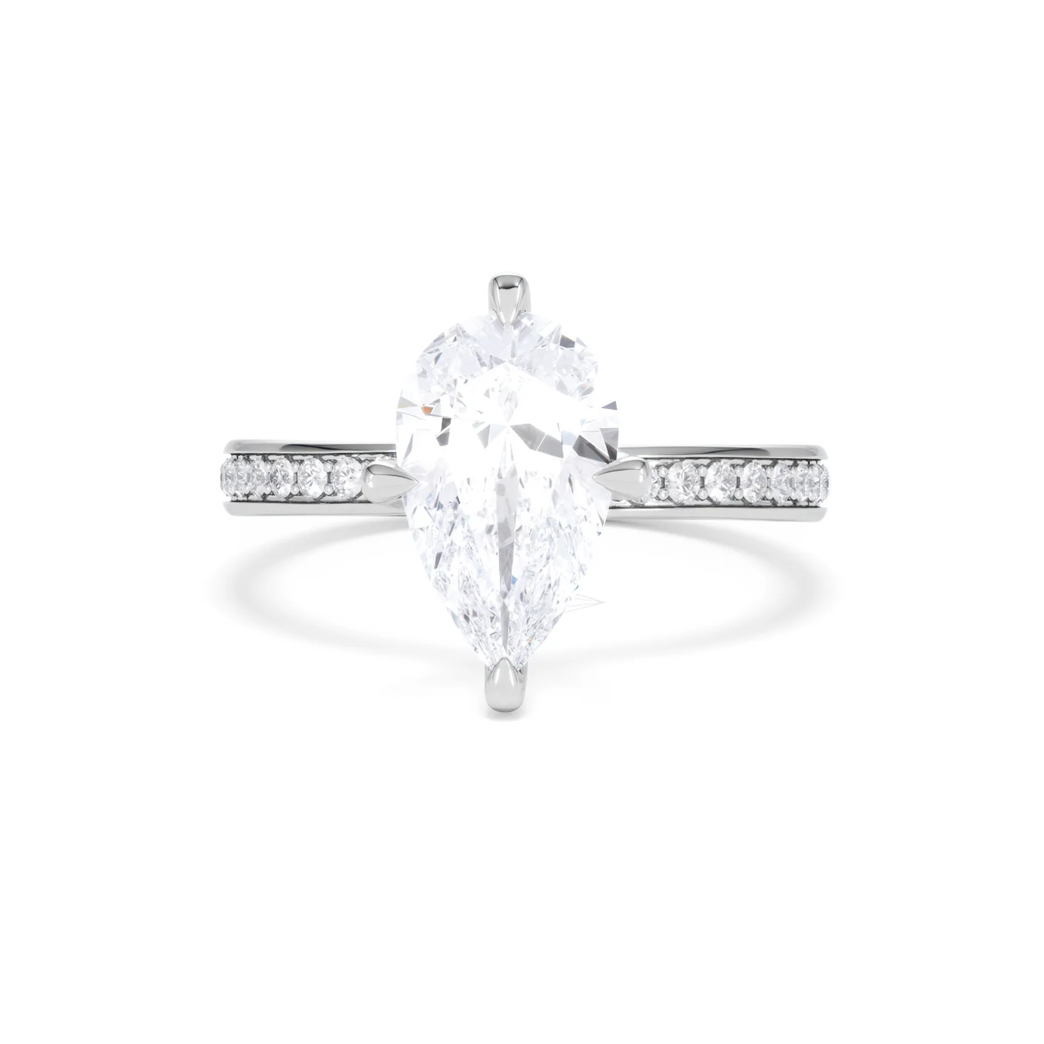 Origin Twist 2.00ct Pear Cut Lab Diamond Solitaire Engagement Ring with Side Stones in 18K White Gold - Image 88
