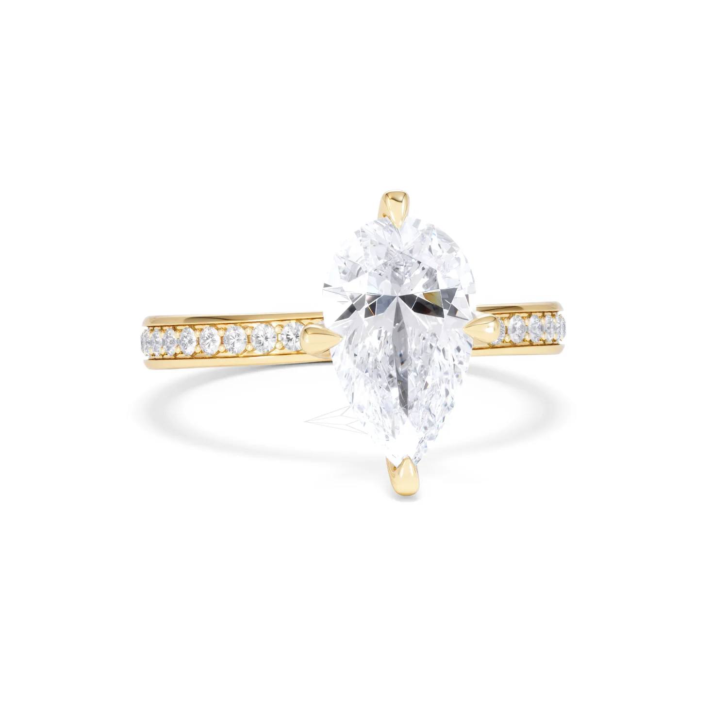 Origin Twist 2.00ct Pear Cut Lab Diamond Solitaire Engagement Ring with Side Stones in 18K Yellow Gold - Image 11