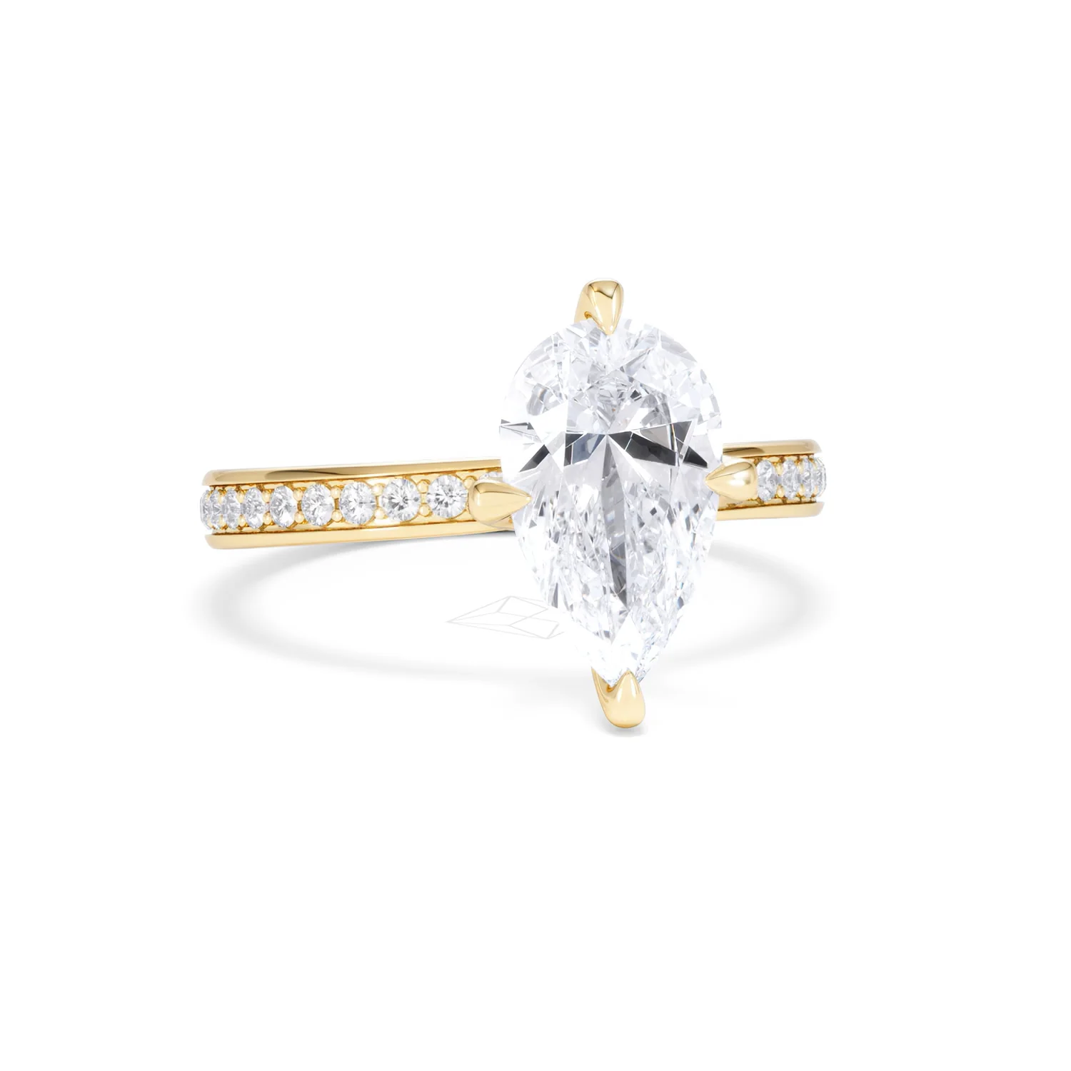 Origin Twist 2.00ct Pear Cut Lab Diamond Solitaire Engagement Ring with Side Stones in 18K Yellow Gold - Image 12