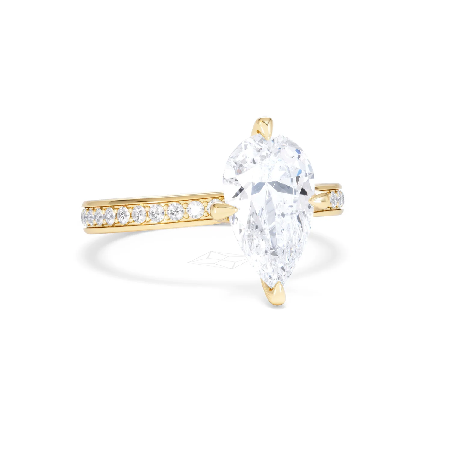 Origin Twist 2.00ct Pear Cut Lab Diamond Solitaire Engagement Ring with Side Stones in 18K Yellow Gold - Image 13