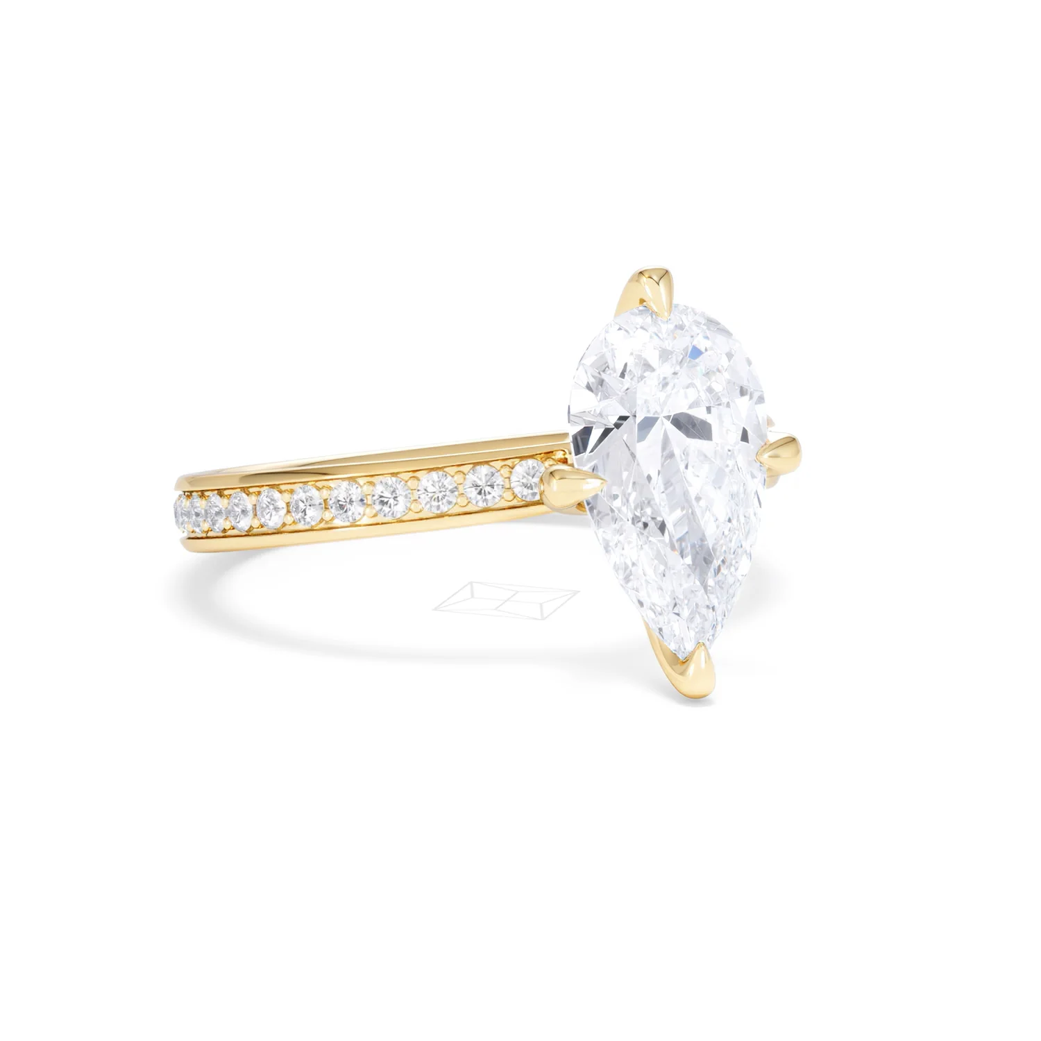 Origin Twist 2.00ct Pear Cut Lab Diamond Solitaire Engagement Ring with Side Stones in 18K Yellow Gold - Image 15