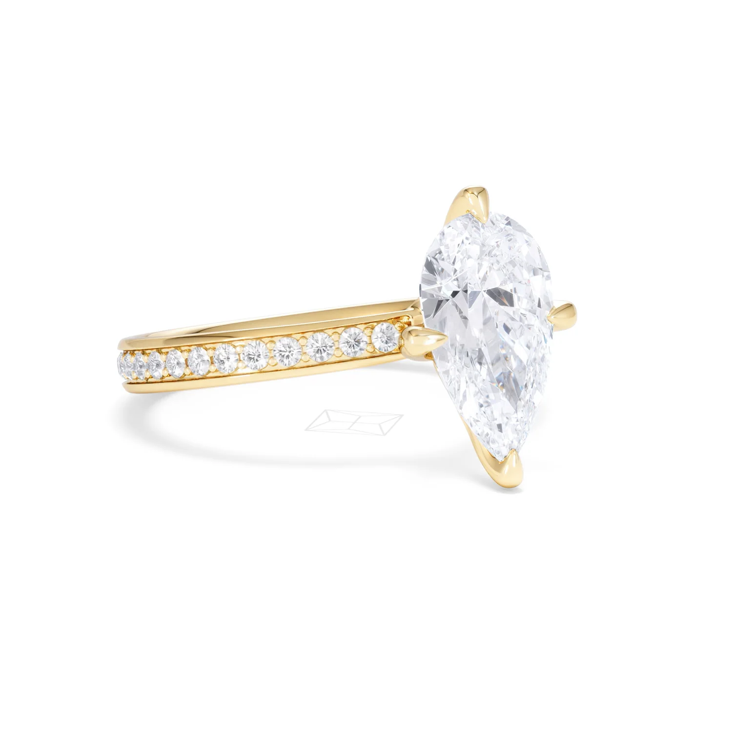 Origin Twist 2.00ct Pear Cut Lab Diamond Solitaire Engagement Ring with Side Stones in 18K Yellow Gold - Image 16