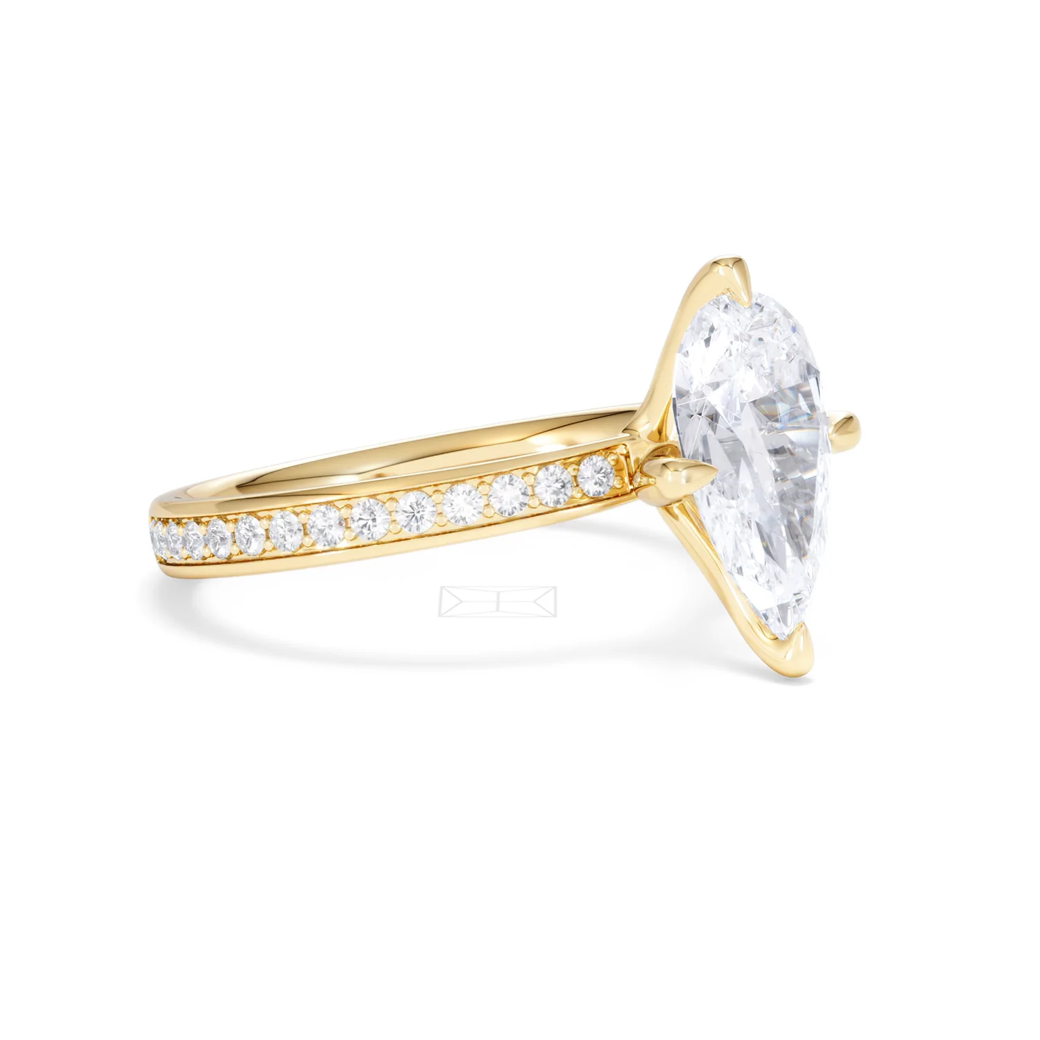 Origin Twist 2.00ct Pear Cut Lab Diamond Solitaire Engagement Ring with Side Stones in 18K Yellow Gold - Image 19