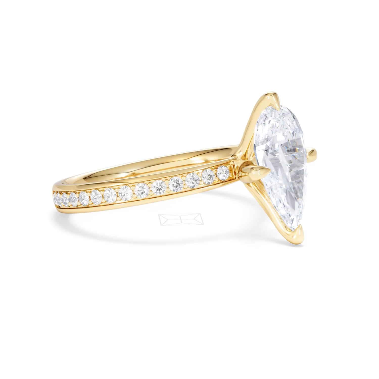 Origin Twist 2.00ct Pear Cut Lab Diamond Solitaire Engagement Ring with Side Stones in 18K Yellow Gold - Image 20