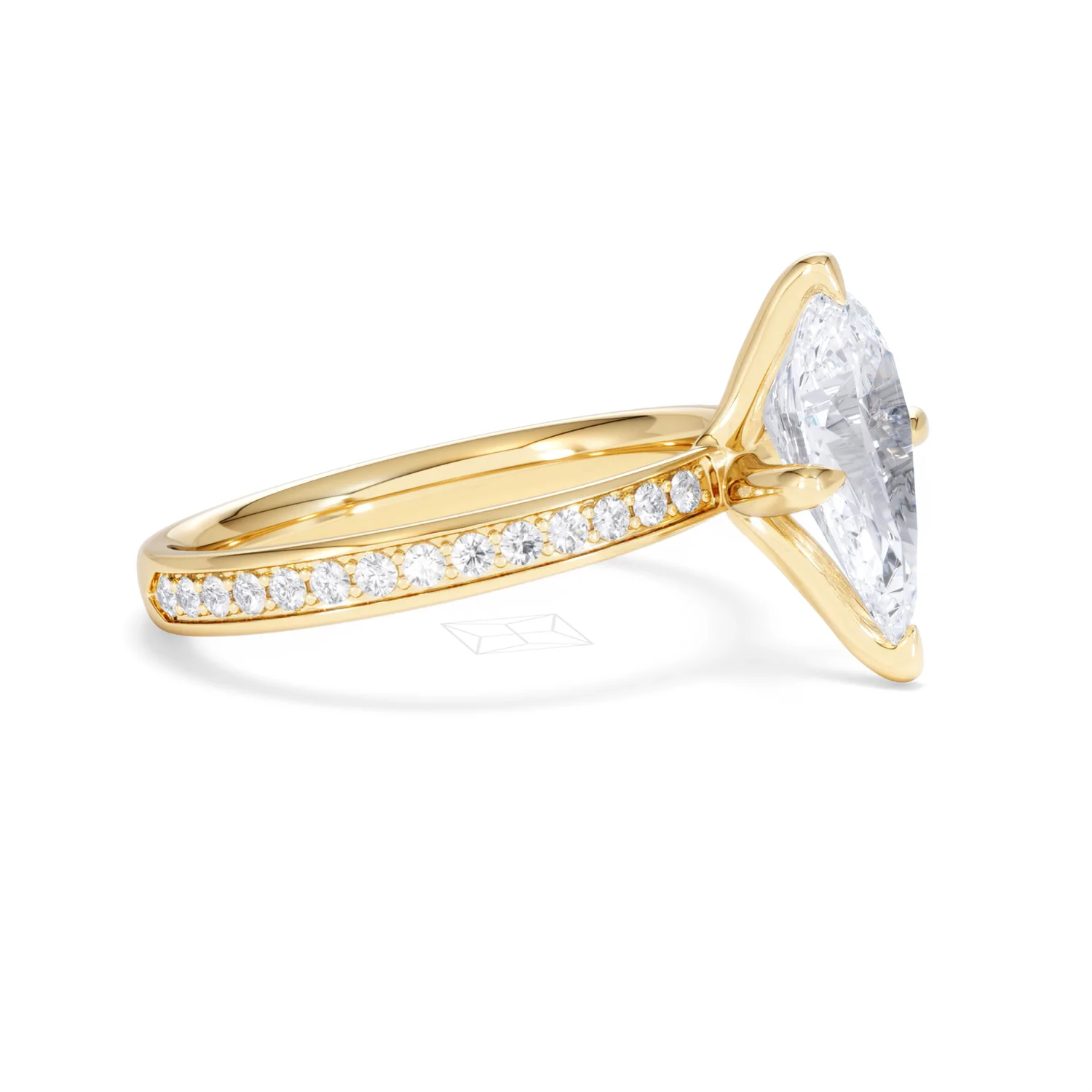 Origin Twist 2.00ct Pear Cut Lab Diamond Solitaire Engagement Ring with Side Stones in 18K Yellow Gold - Image 23
