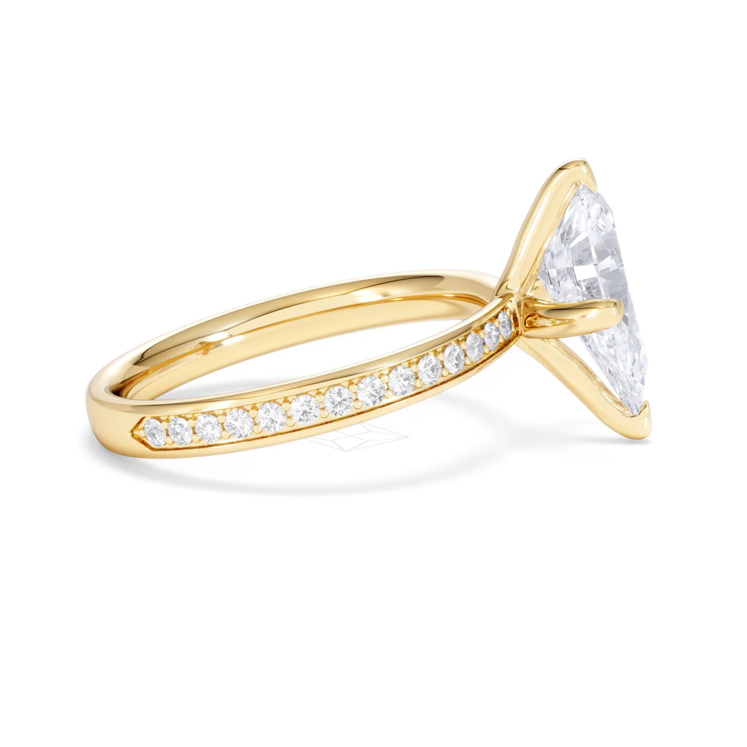 Origin Twist 2.00ct Pear Cut Lab Diamond Solitaire Engagement Ring with Side Stones in 18K Yellow Gold - Image 28
