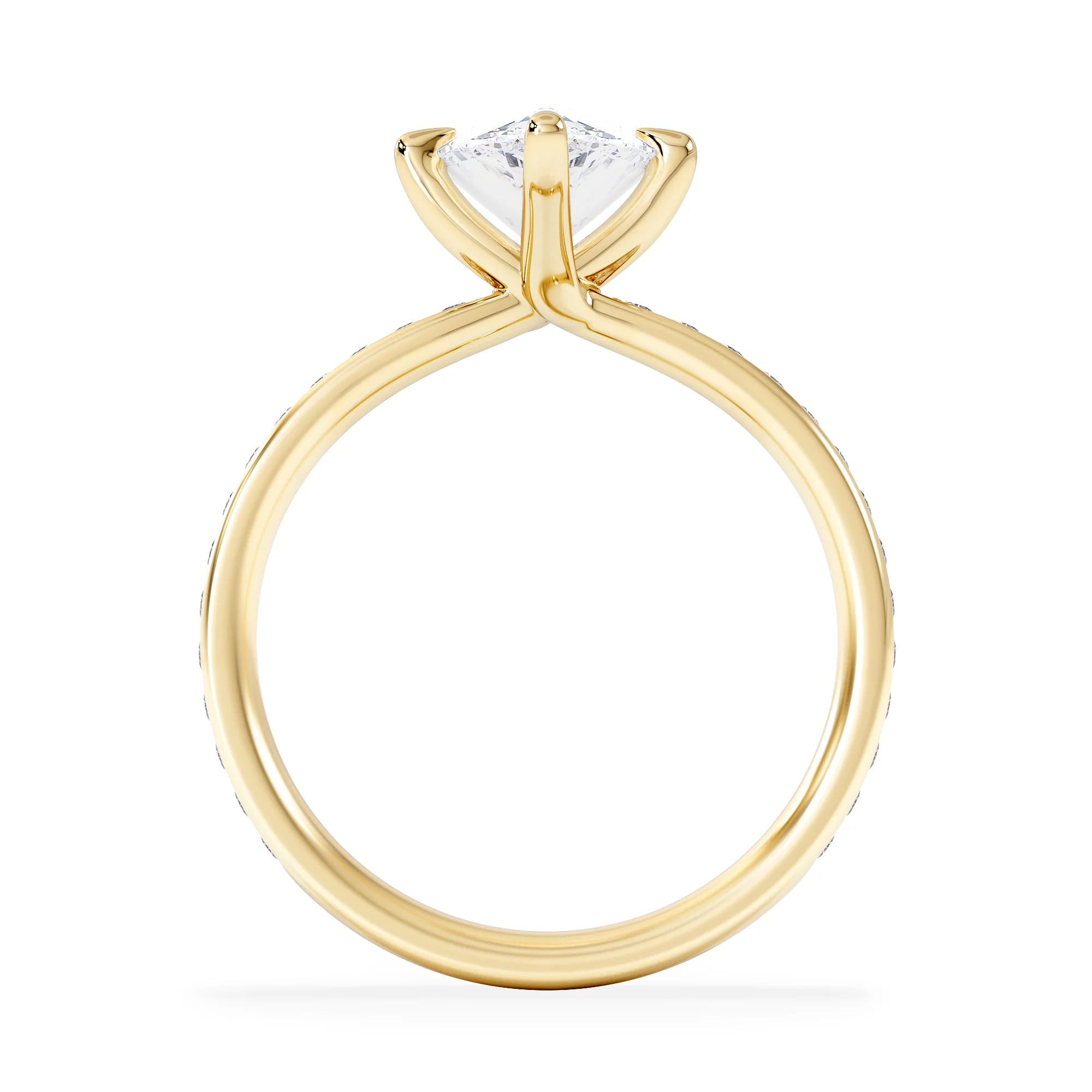 Origin Twist 2.00ct Pear Cut Lab Diamond Solitaire Engagement Ring with Side Stones in 18K Yellow Gold - Image 3
