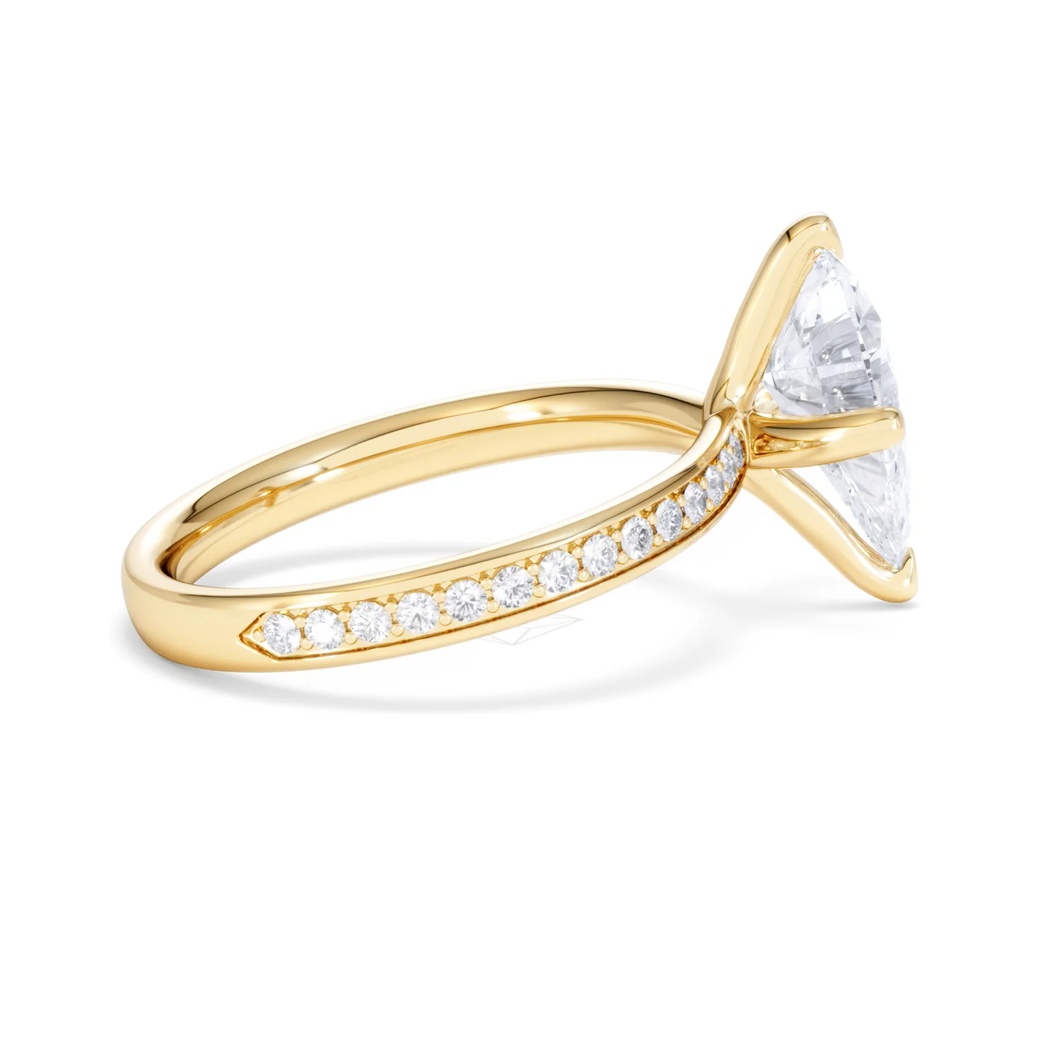 Origin Twist 2.00ct Pear Cut Lab Diamond Solitaire Engagement Ring with Side Stones in 18K Yellow Gold - Image 31