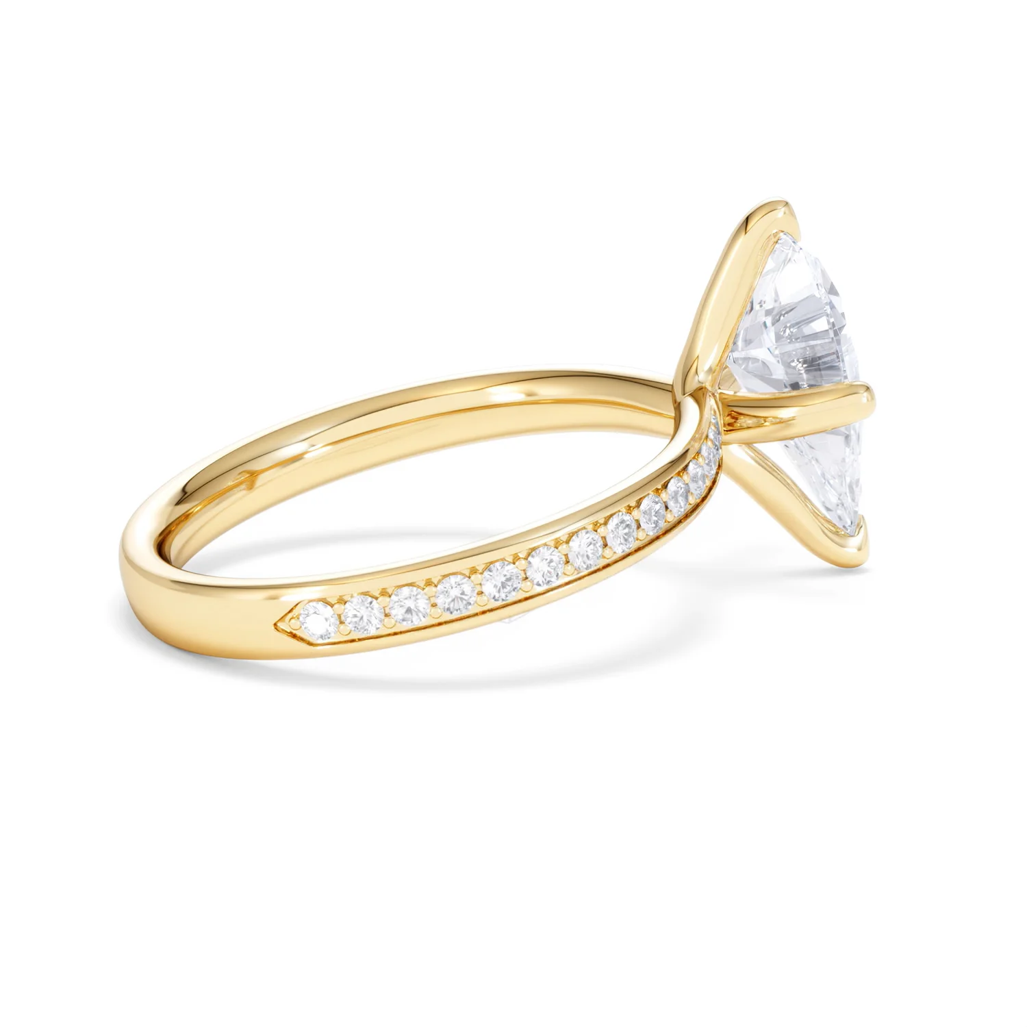 Origin Twist 2.00ct Pear Cut Lab Diamond Solitaire Engagement Ring with Side Stones in 18K Yellow Gold - Image 33