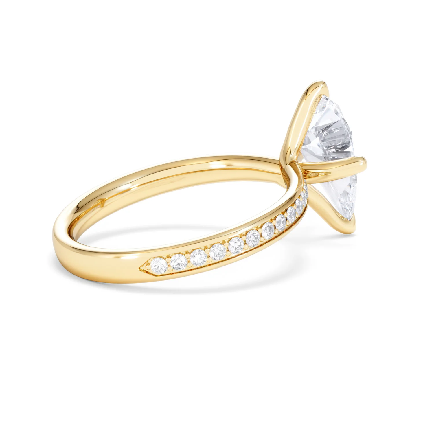 Origin Twist 2.00ct Pear Cut Lab Diamond Solitaire Engagement Ring with Side Stones in 18K Yellow Gold - Image 35