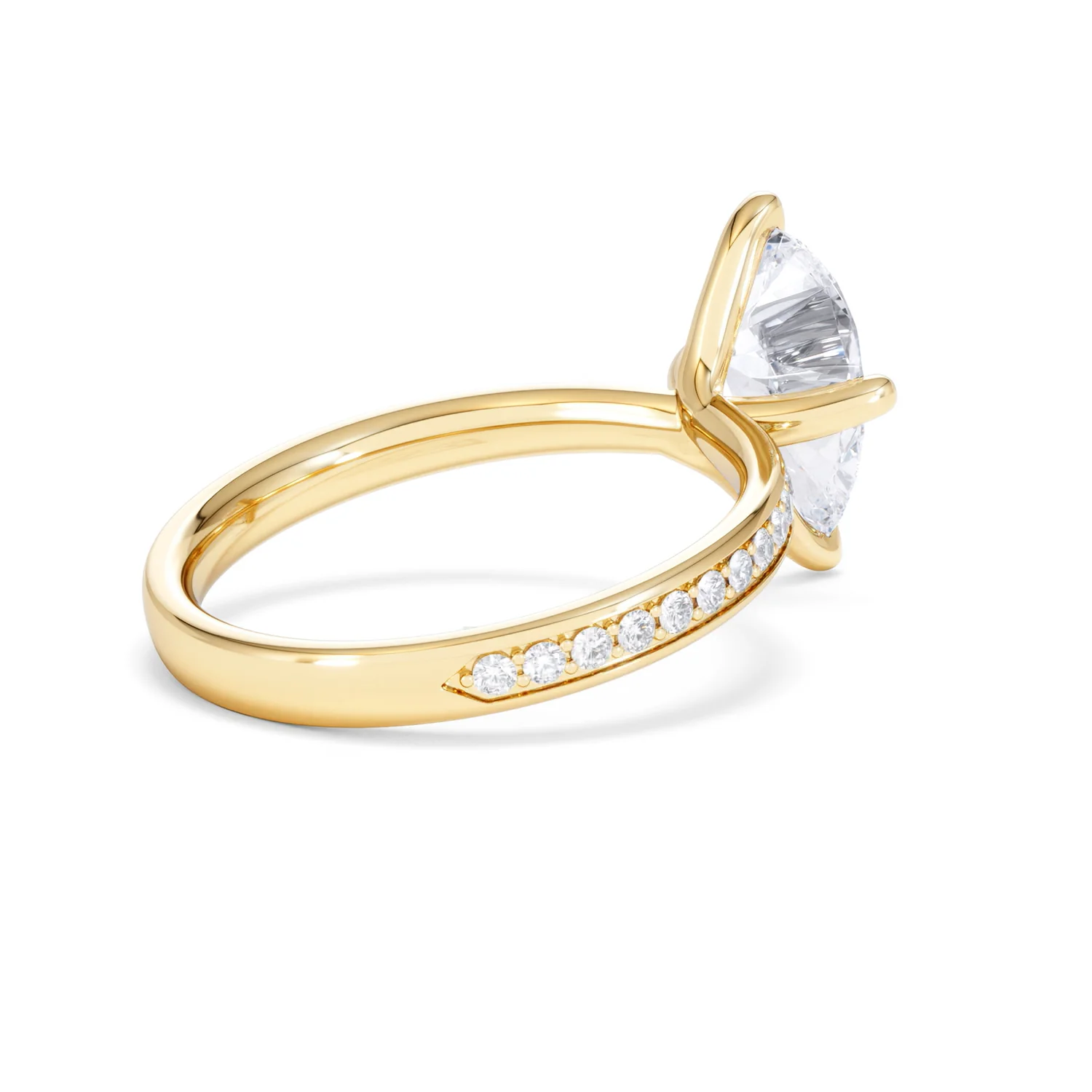 Origin Twist 2.00ct Pear Cut Lab Diamond Solitaire Engagement Ring with Side Stones in 18K Yellow Gold - Image 38