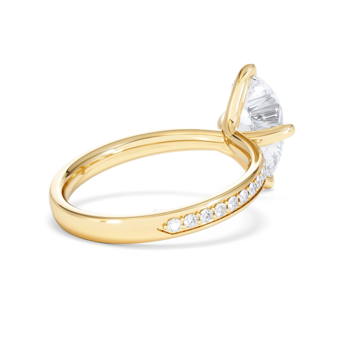Origin Twist 2.00ct Pear Cut Lab Diamond Solitaire Engagement Ring with Side Stones in 18K Yellow Gold - Image 39