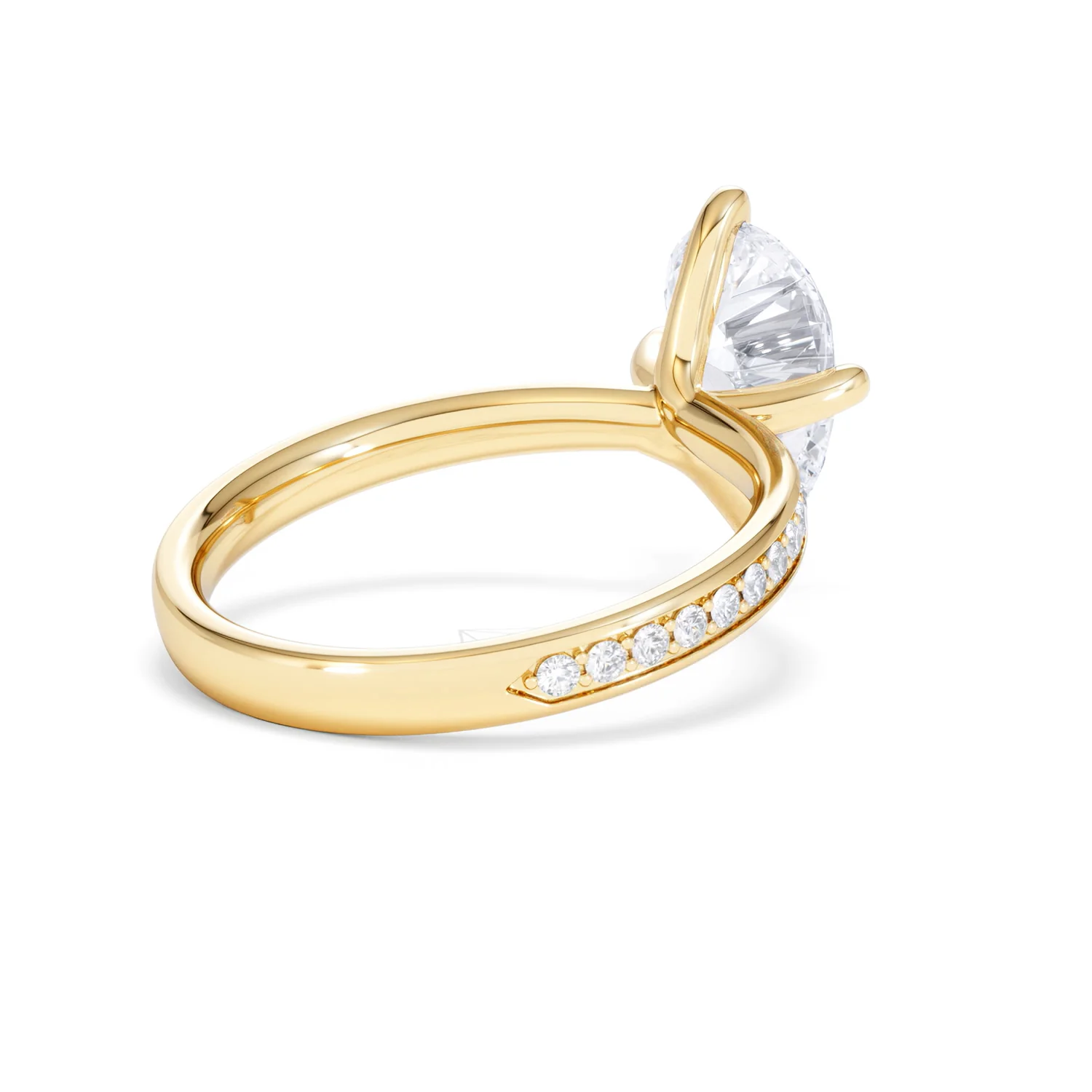 Origin Twist 2.00ct Pear Cut Lab Diamond Solitaire Engagement Ring with Side Stones in 18K Yellow Gold - Image 40