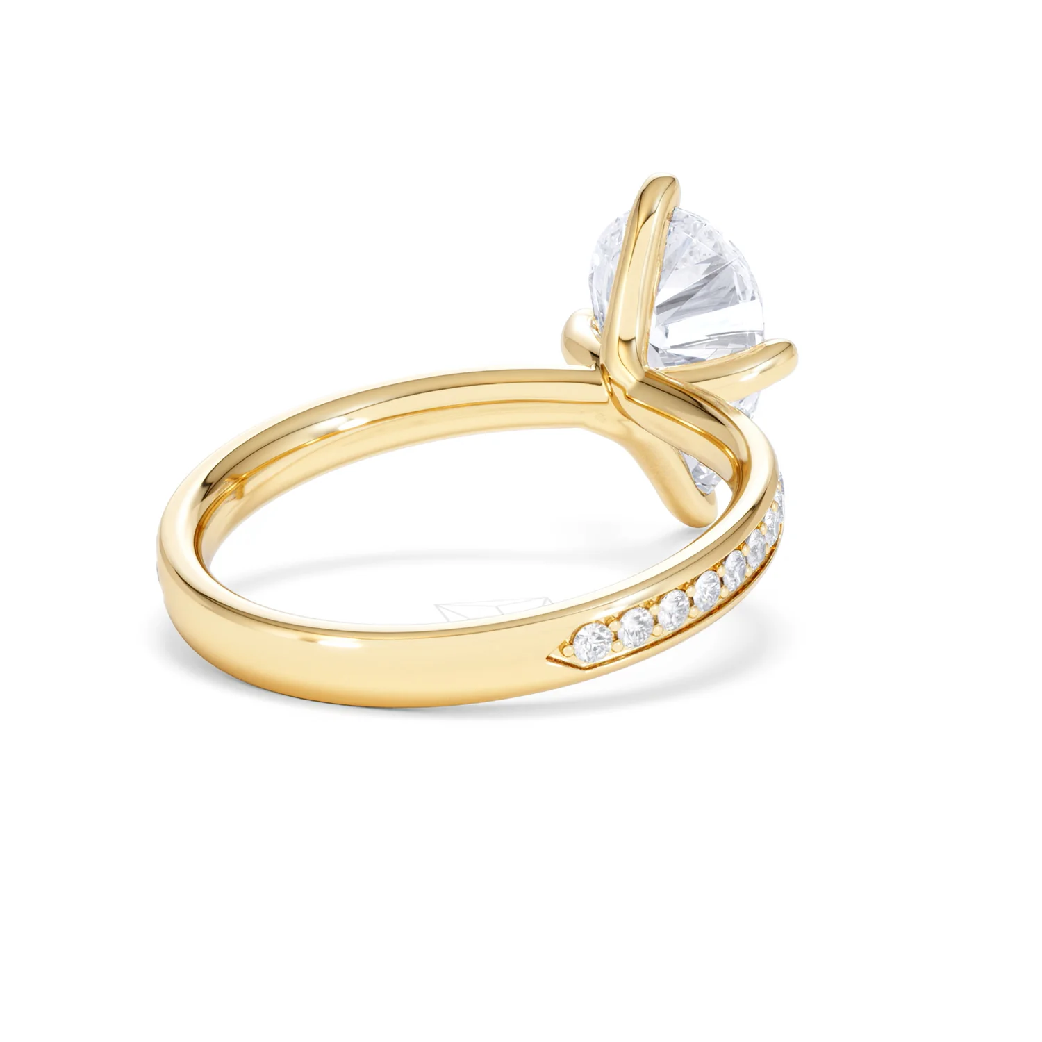 Origin Twist 2.00ct Pear Cut Lab Diamond Solitaire Engagement Ring with Side Stones in 18K Yellow Gold - Image 42