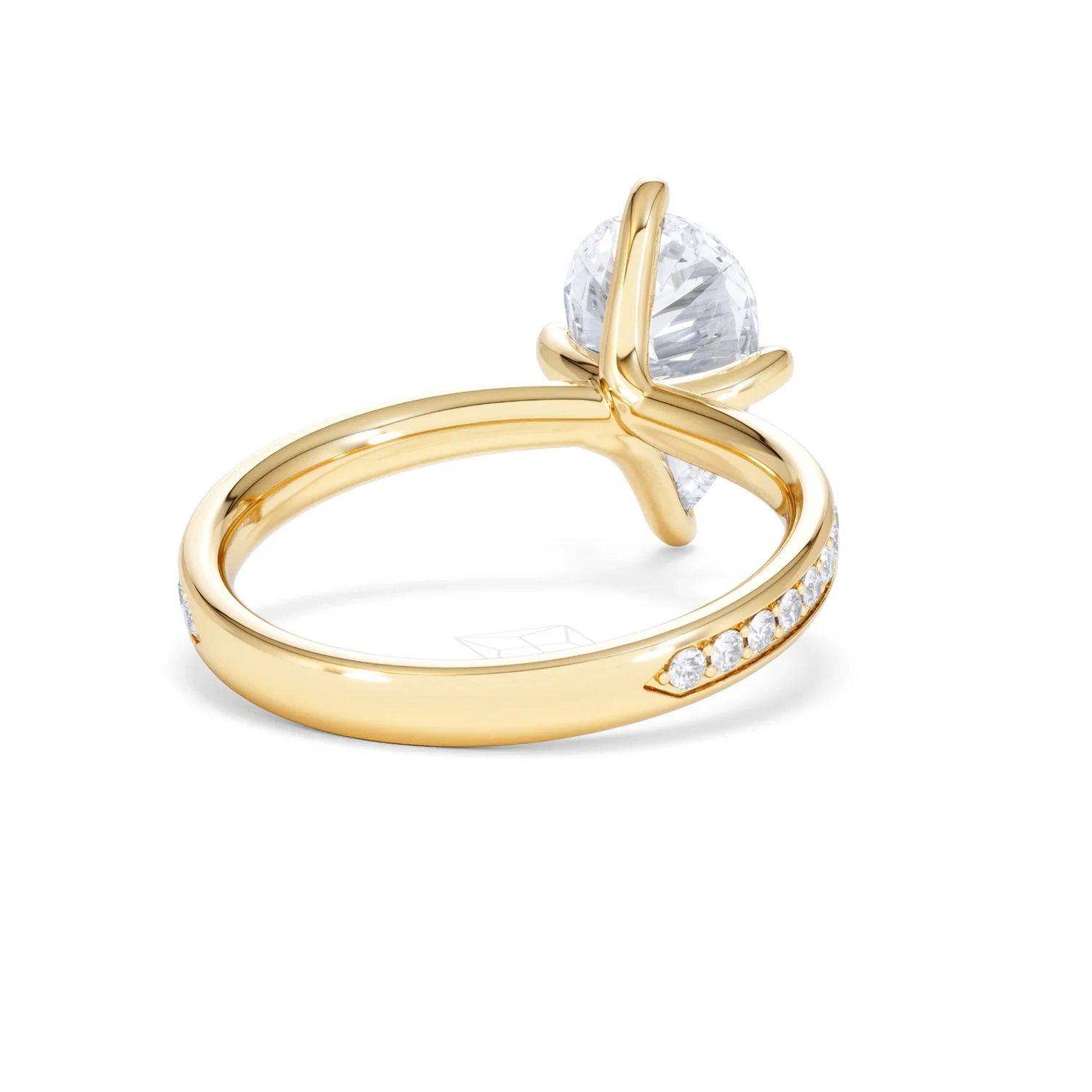 Origin Twist 2.00ct Pear Cut Lab Diamond Solitaire Engagement Ring with Side Stones in 18K Yellow Gold - Image 44