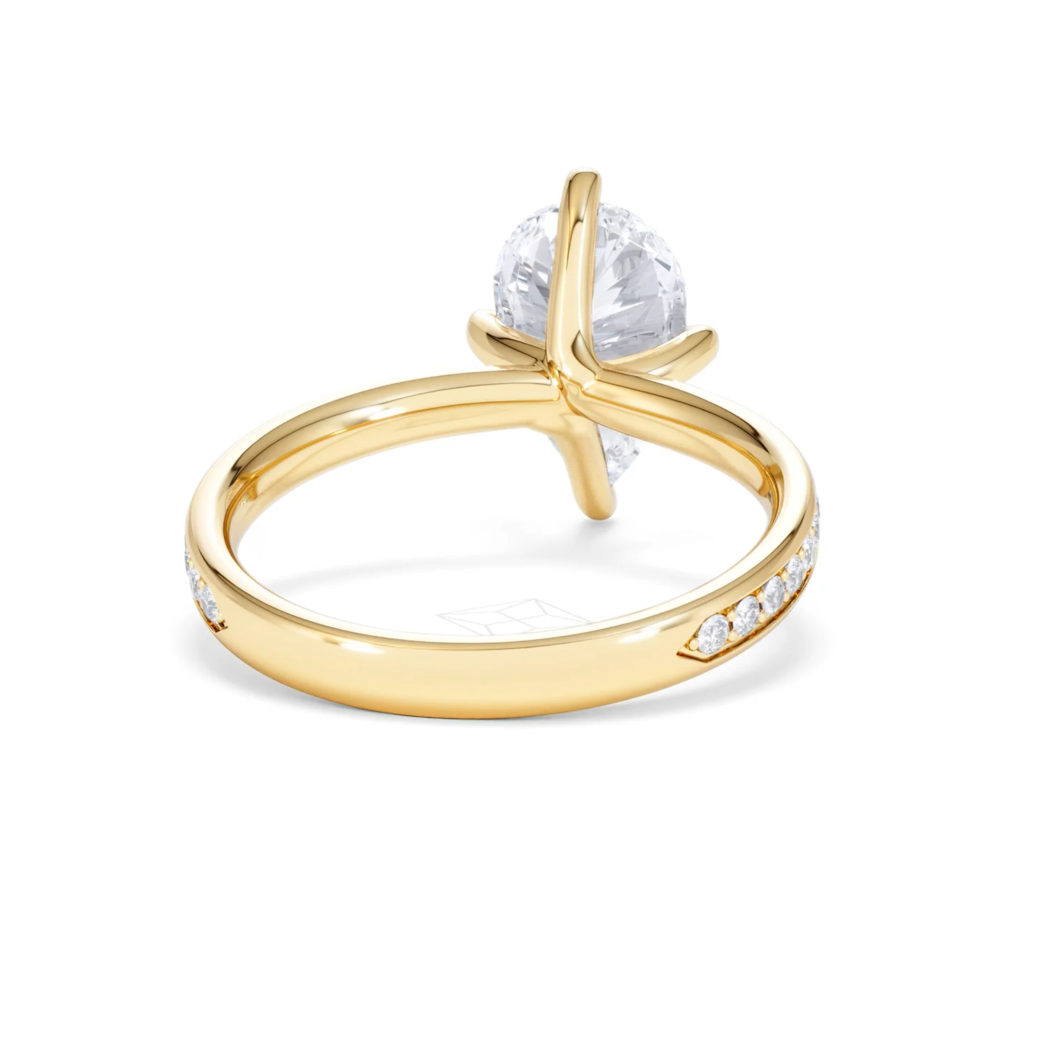 Origin Twist 2.00ct Pear Cut Lab Diamond Solitaire Engagement Ring with Side Stones in 18K Yellow Gold - Image 46