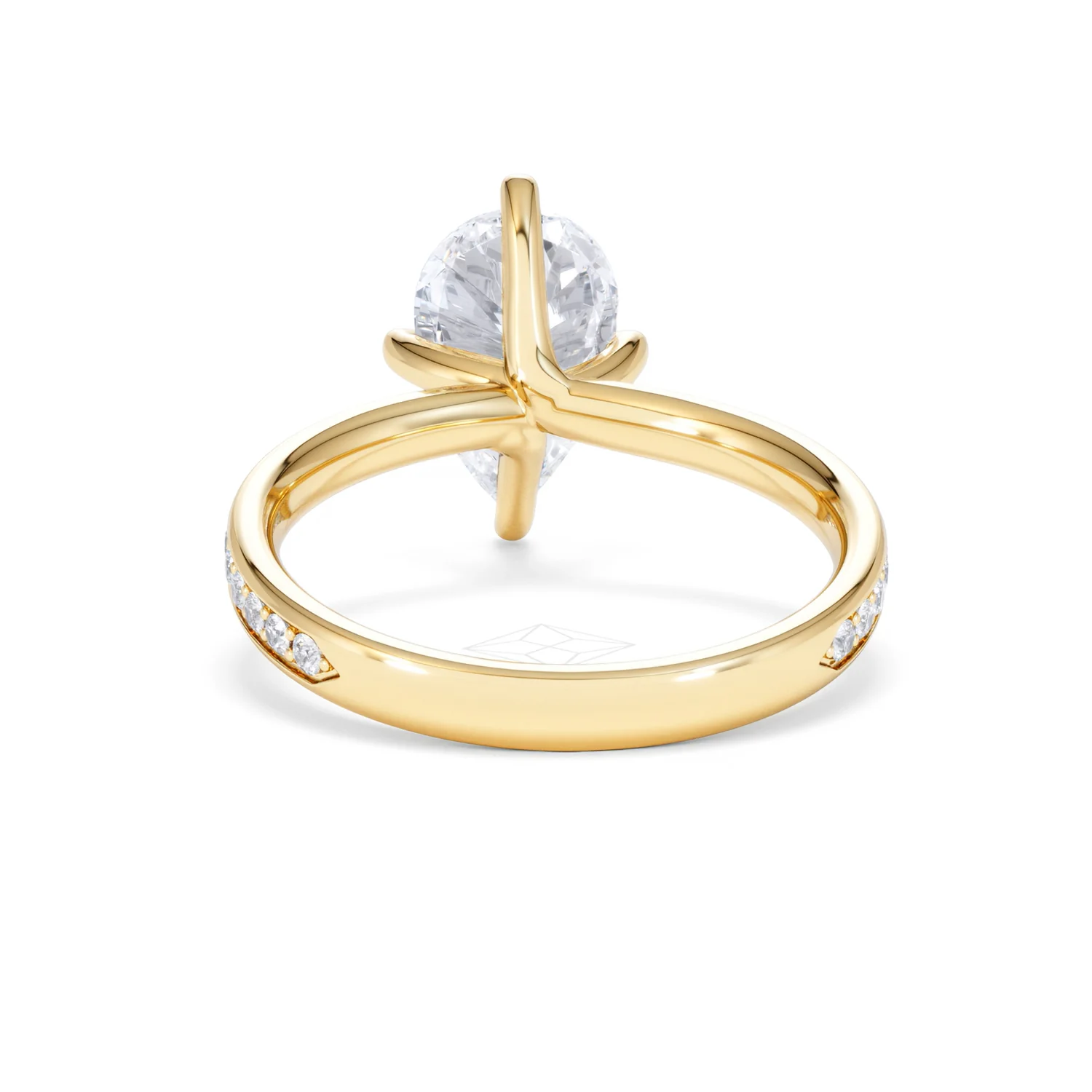 Origin Twist 2.00ct Pear Cut Lab Diamond Solitaire Engagement Ring with Side Stones in 18K Yellow Gold - Image 50