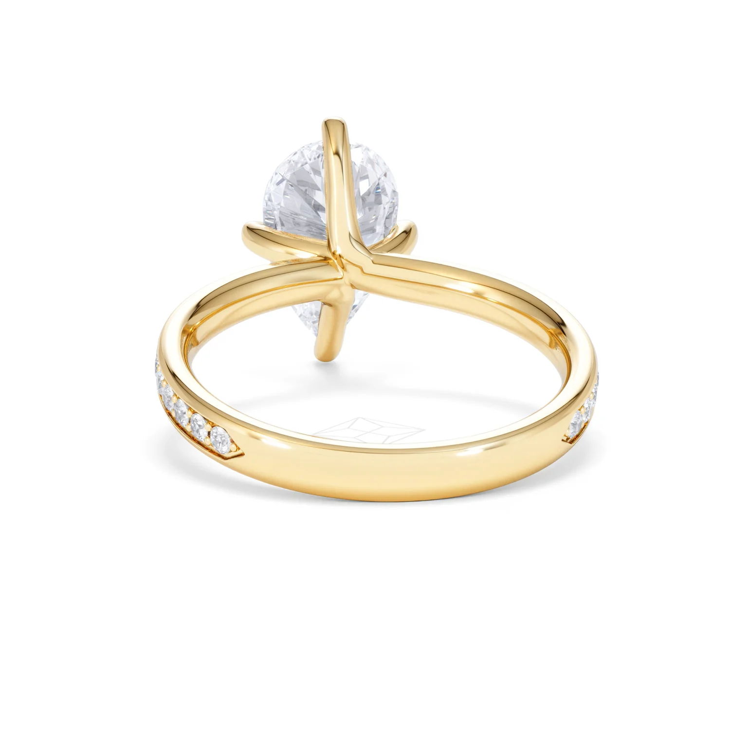 Origin Twist 2.00ct Pear Cut Lab Diamond Solitaire Engagement Ring with Side Stones in 18K Yellow Gold - Image 51