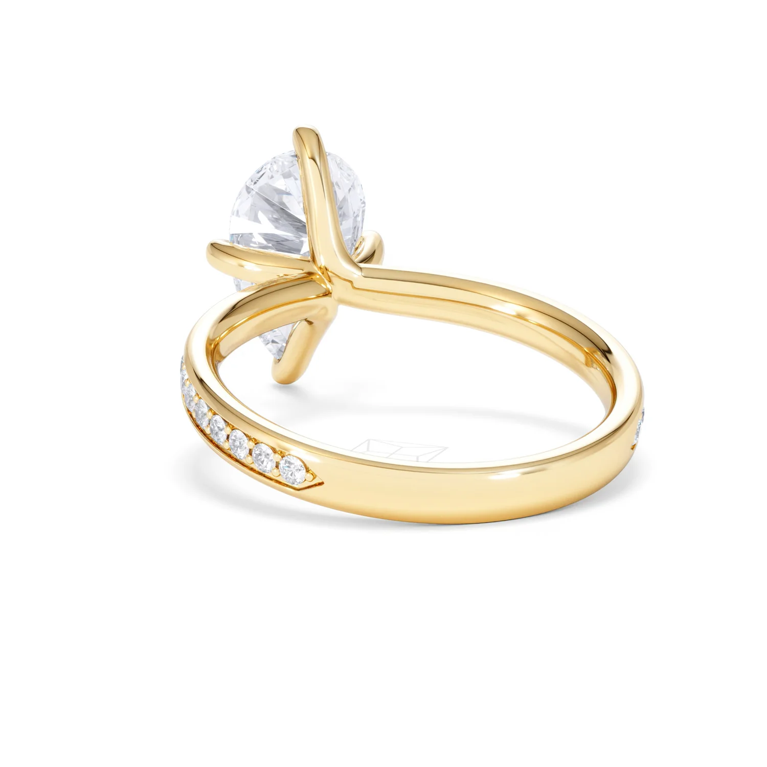 Origin Twist 2.00ct Pear Cut Lab Diamond Solitaire Engagement Ring with Side Stones in 18K Yellow Gold - Image 54