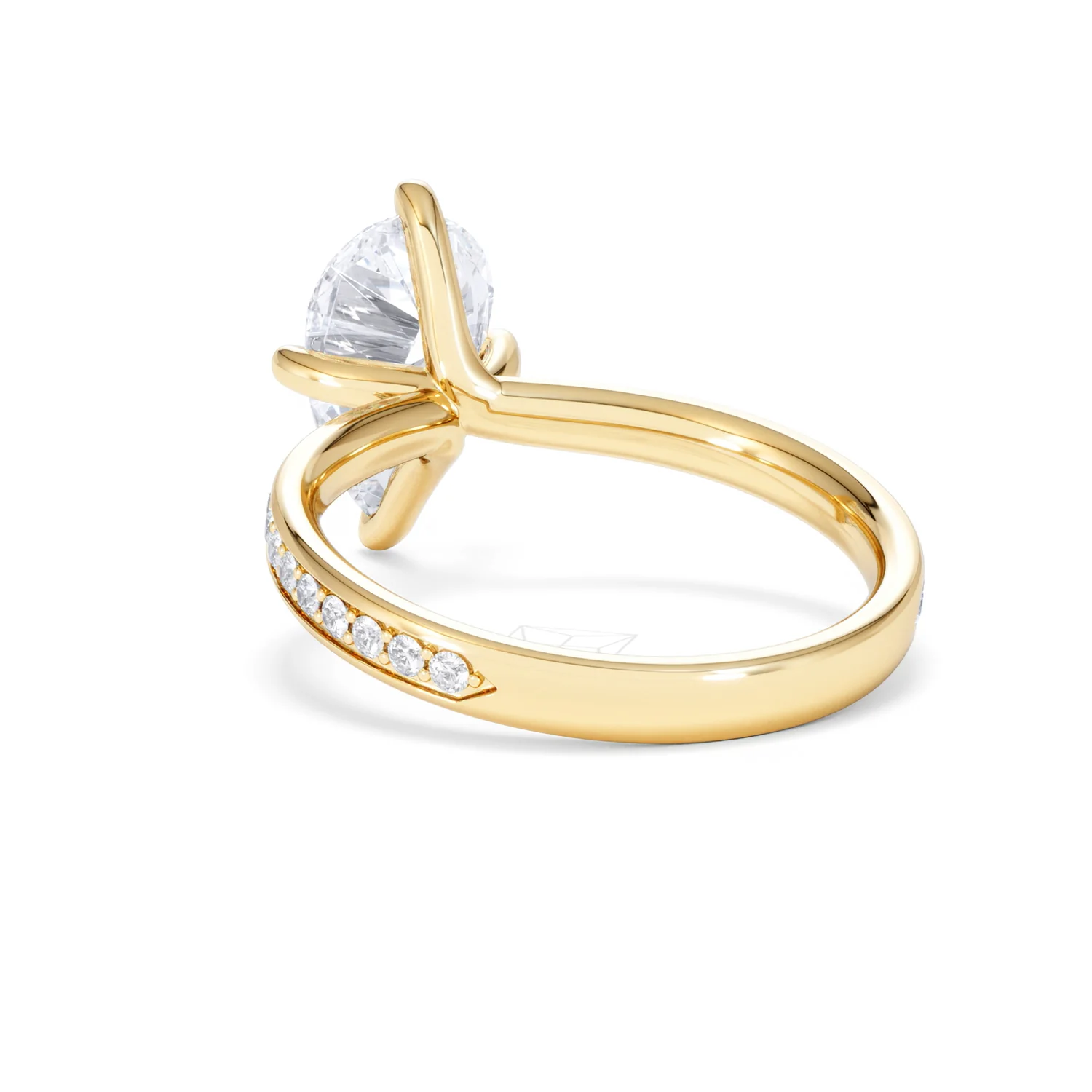 Origin Twist 2.00ct Pear Cut Lab Diamond Solitaire Engagement Ring with Side Stones in 18K Yellow Gold - Image 55