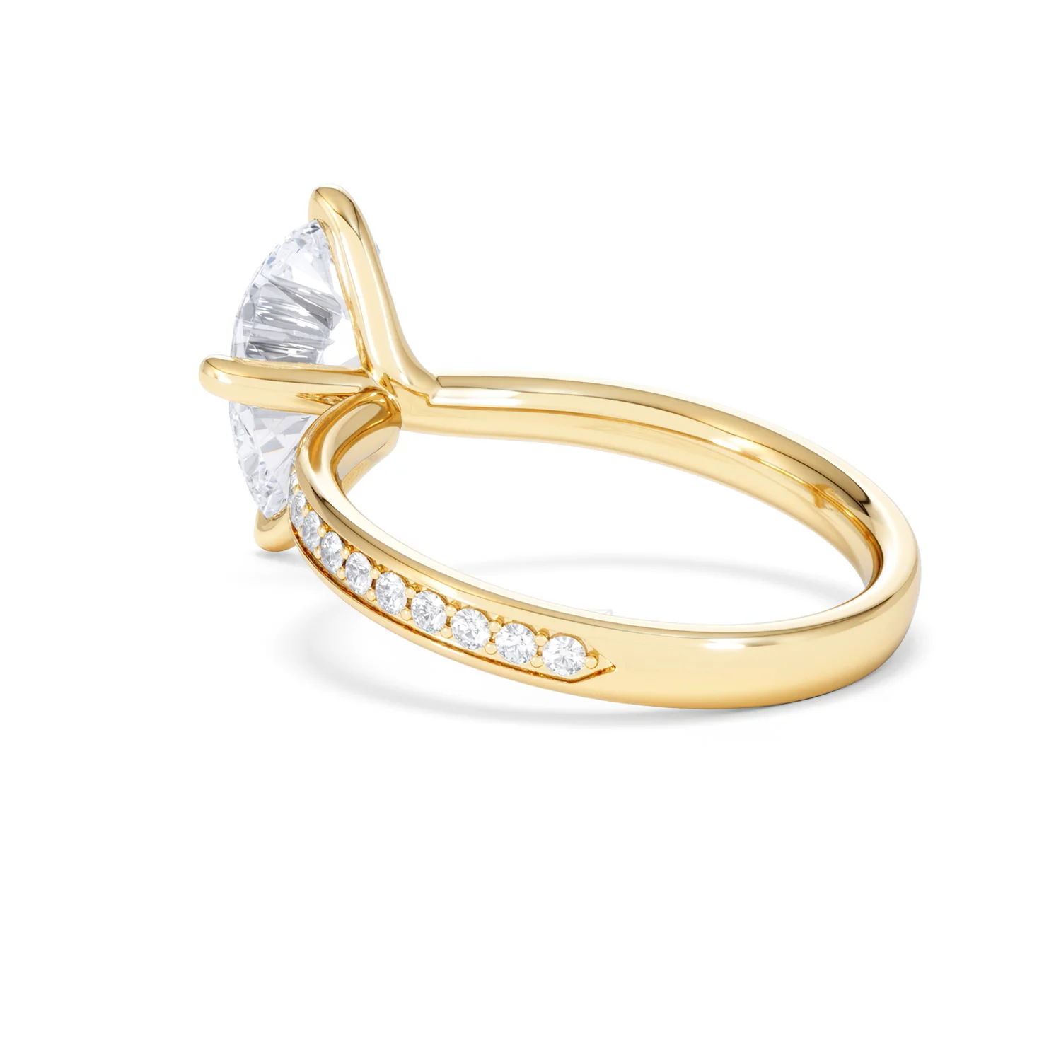 Origin Twist 2.00ct Pear Cut Lab Diamond Solitaire Engagement Ring with Side Stones in 18K Yellow Gold - Image 59
