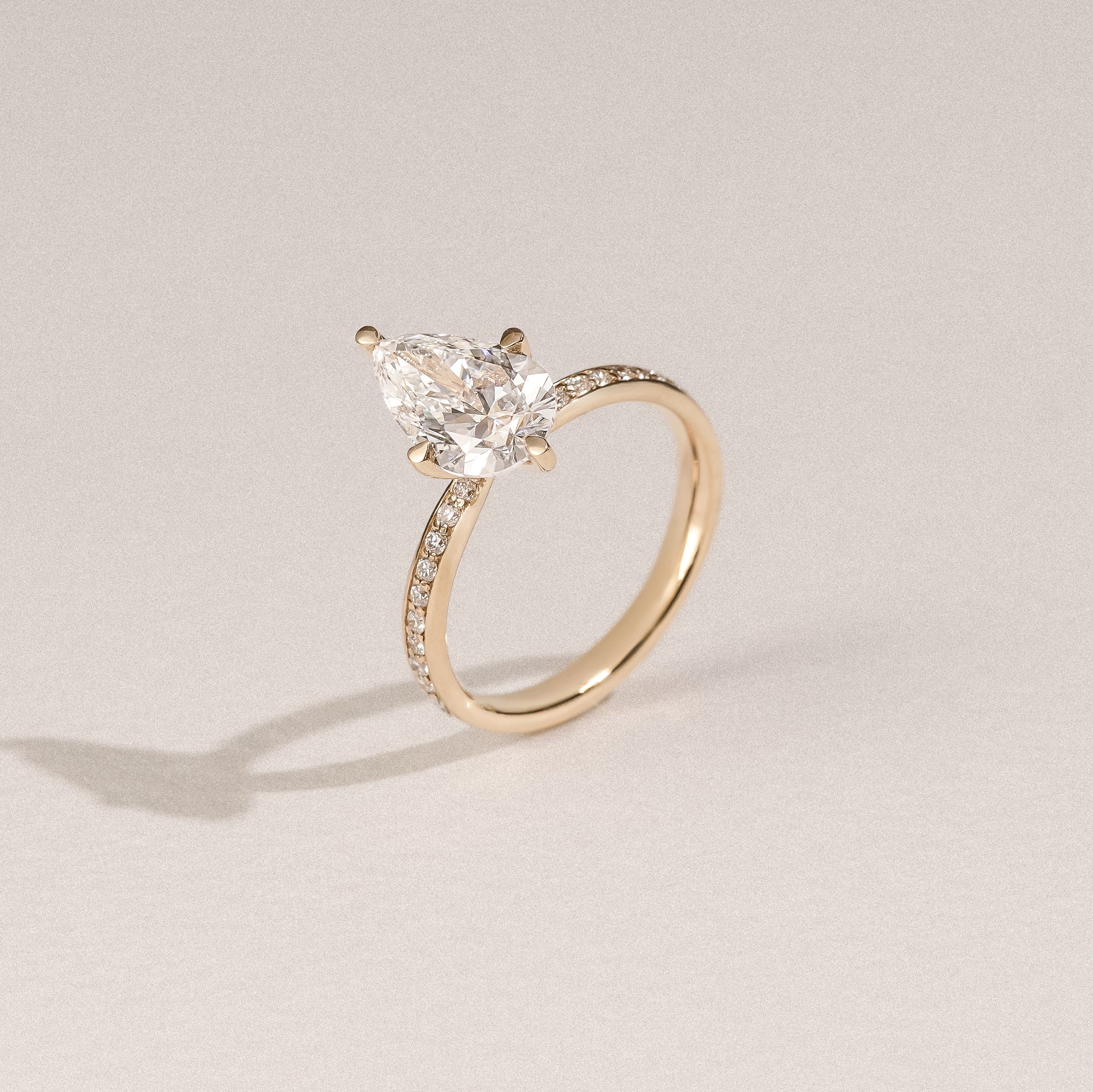 Origin Twist 2.00ct Pear Cut Lab Diamond Solitaire Engagement Ring with Side Stones in 18K Yellow Gold - Image 6